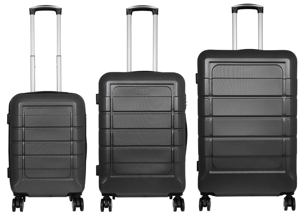 Trendyshop365 Kofferset Kofferset 3 tlg Hartschale Doppelrollen Zahlenschloss, (Hartschale, Trolley), Zwillingsrollen, Zahlenschloss, ABS, robust und leicht