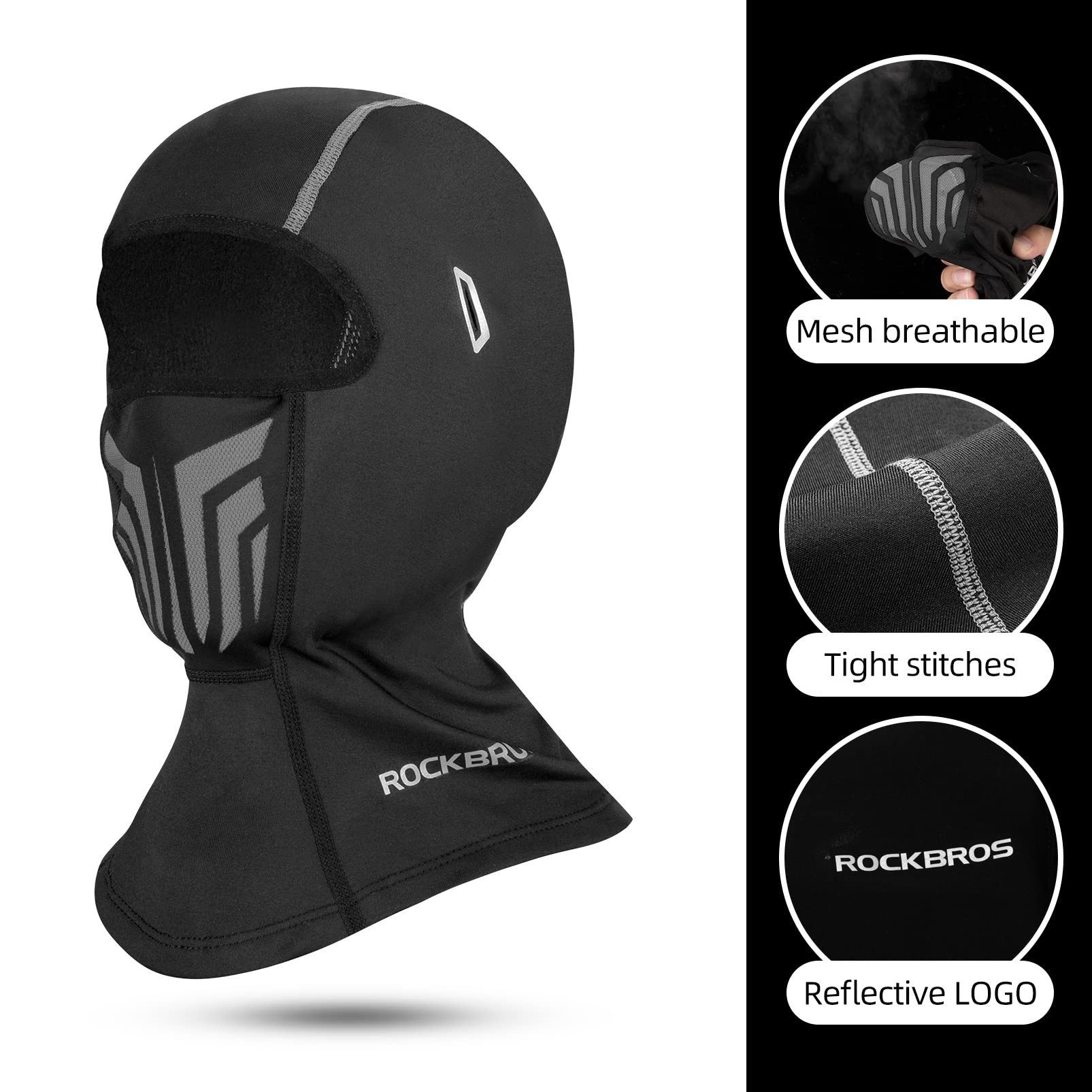 ROCKBROS Sturmhaube Winter-Skimaske mit Brillenlöchern, warme atmungsaktive Kopfbedeckung One size fits all