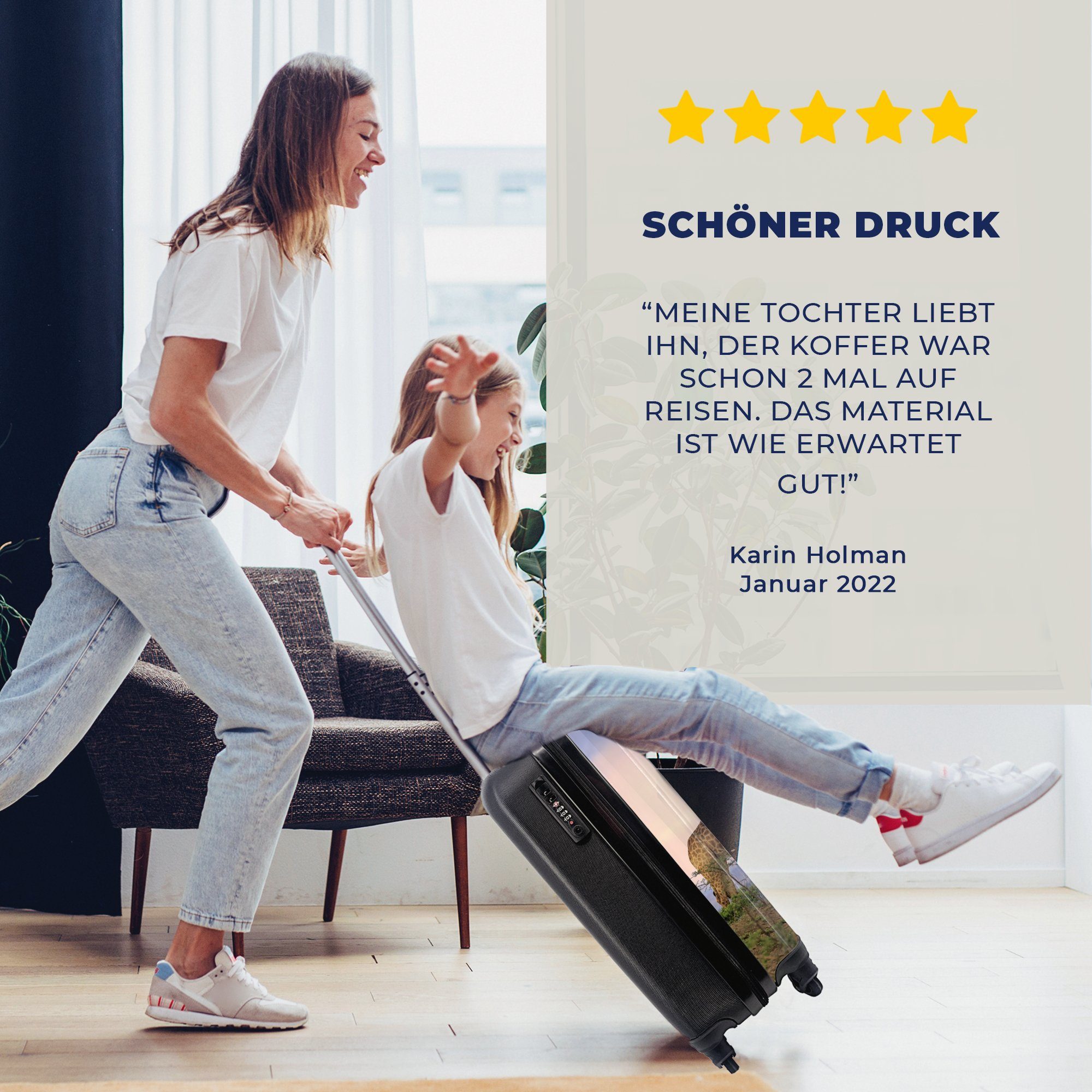 MuchoWow Handgepäckkoffer Giraffen - Himmel - Landschaft, 4 Rollen, Reisetasche mit rollen, Handgepäck für Ferien, Trolley, Reisekoffer