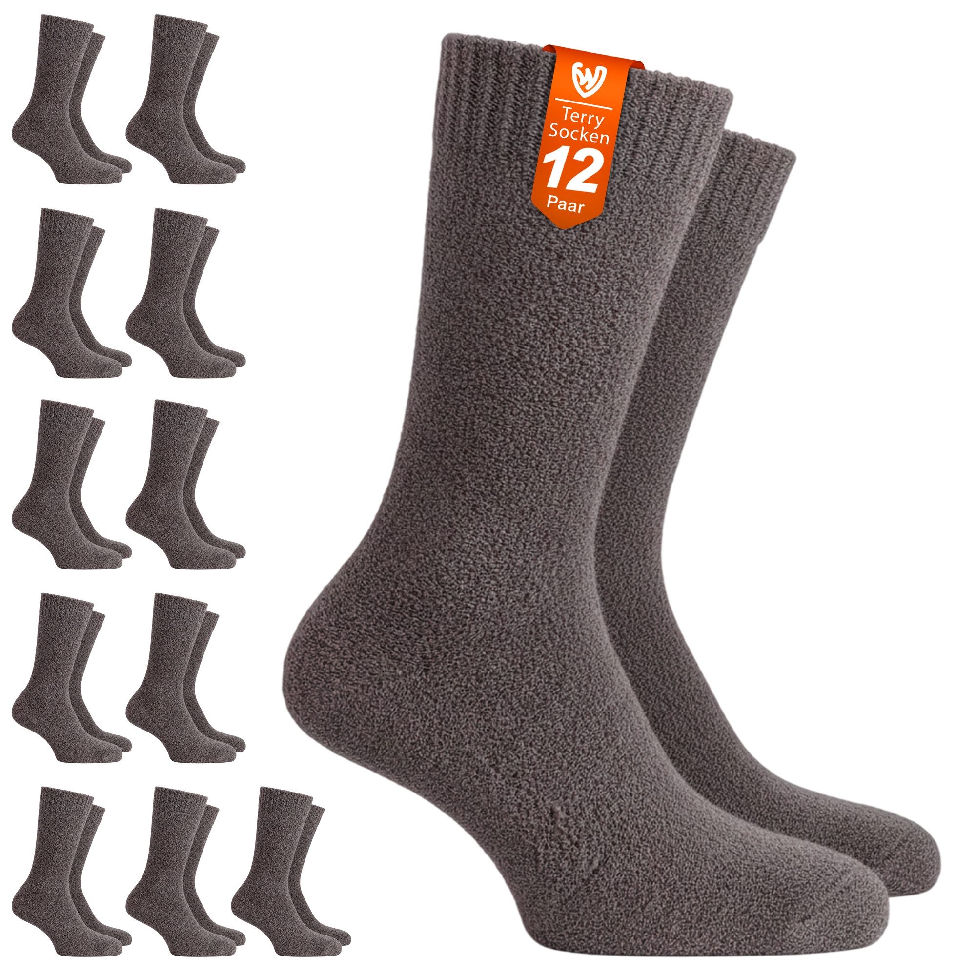 German Wear Kuschelsocken GW272 12er Pack Terrysocken (12er-Pack) Frottee-Baumwollsocken – für das ganze Jahr geeignet