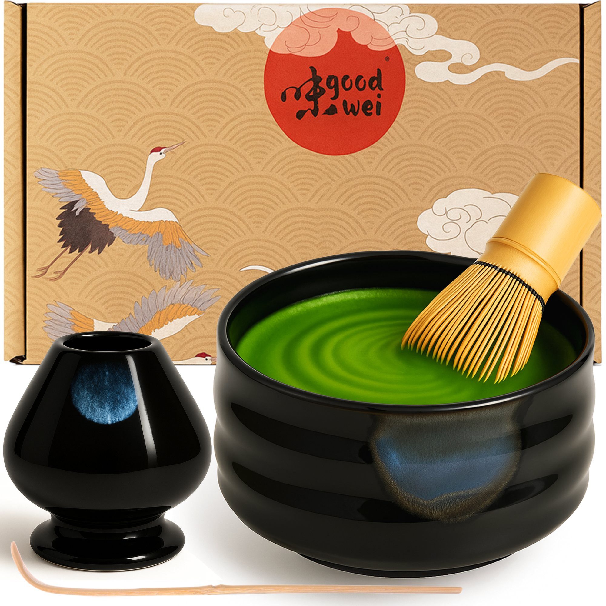 Goodwei Teeservice Matcha-Set "Kuro" 120 mit Chasentate (4-tlg), 1 Personen, Keramik, handgearbeitet
