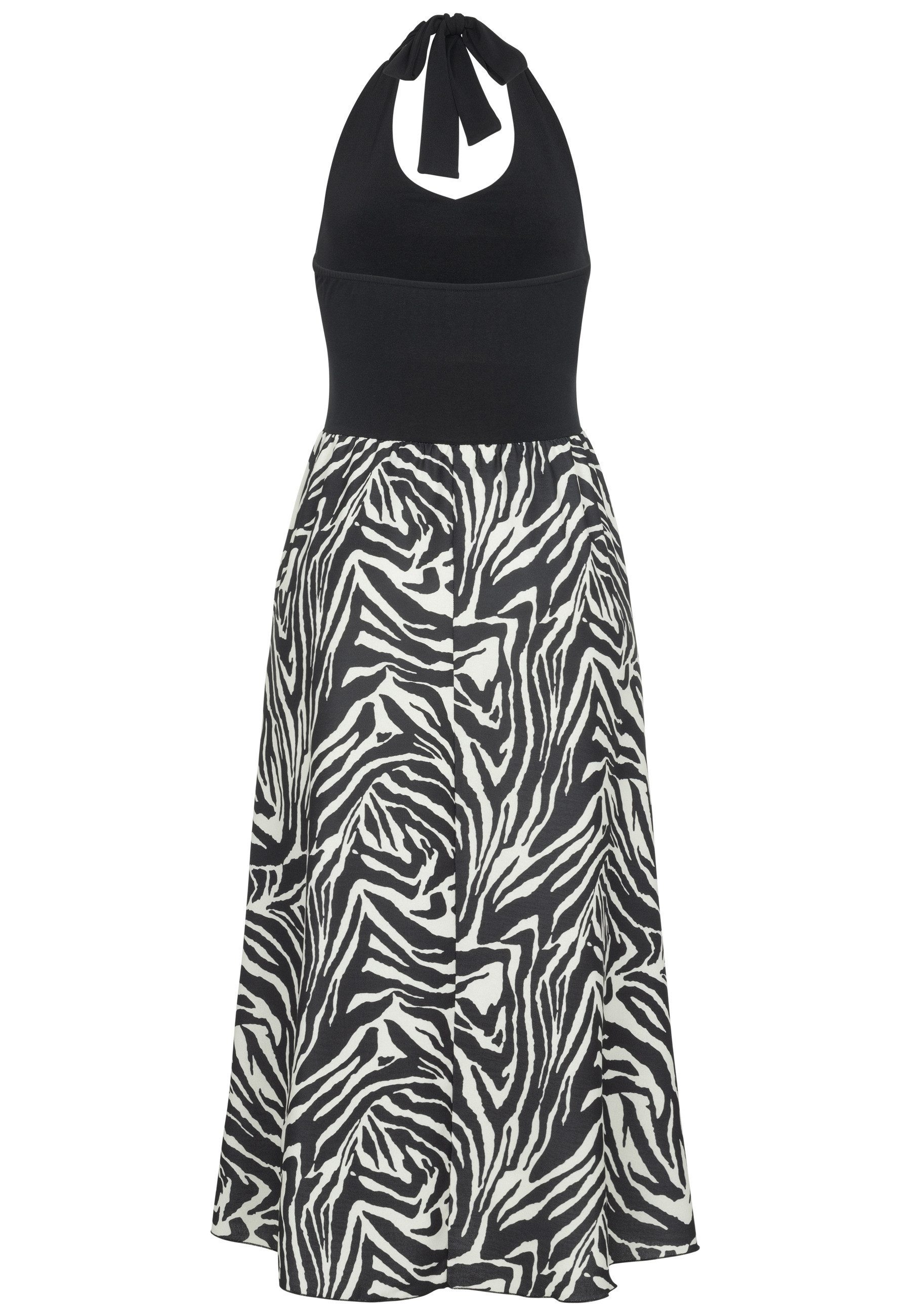 CLOUD 5IVE Shirtkleid CLOUD 5IVE Maxi Neckholder-Dress with zebra print (1-tlg)