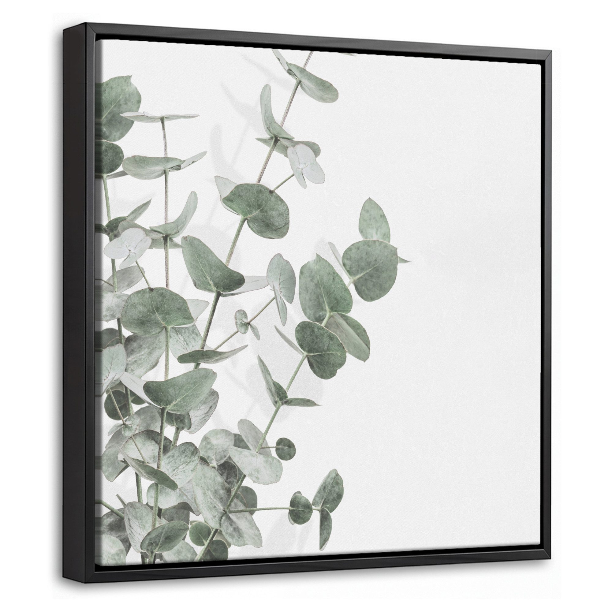 OneMillionCanvasses® Leinwandbild mit Rahmen - Eukalyptus - Blätter - Natur - Grün, Fotodruck (1 St), Leinwand Bilder Klein, Wand Dekoration Aesthetic 20x20cm