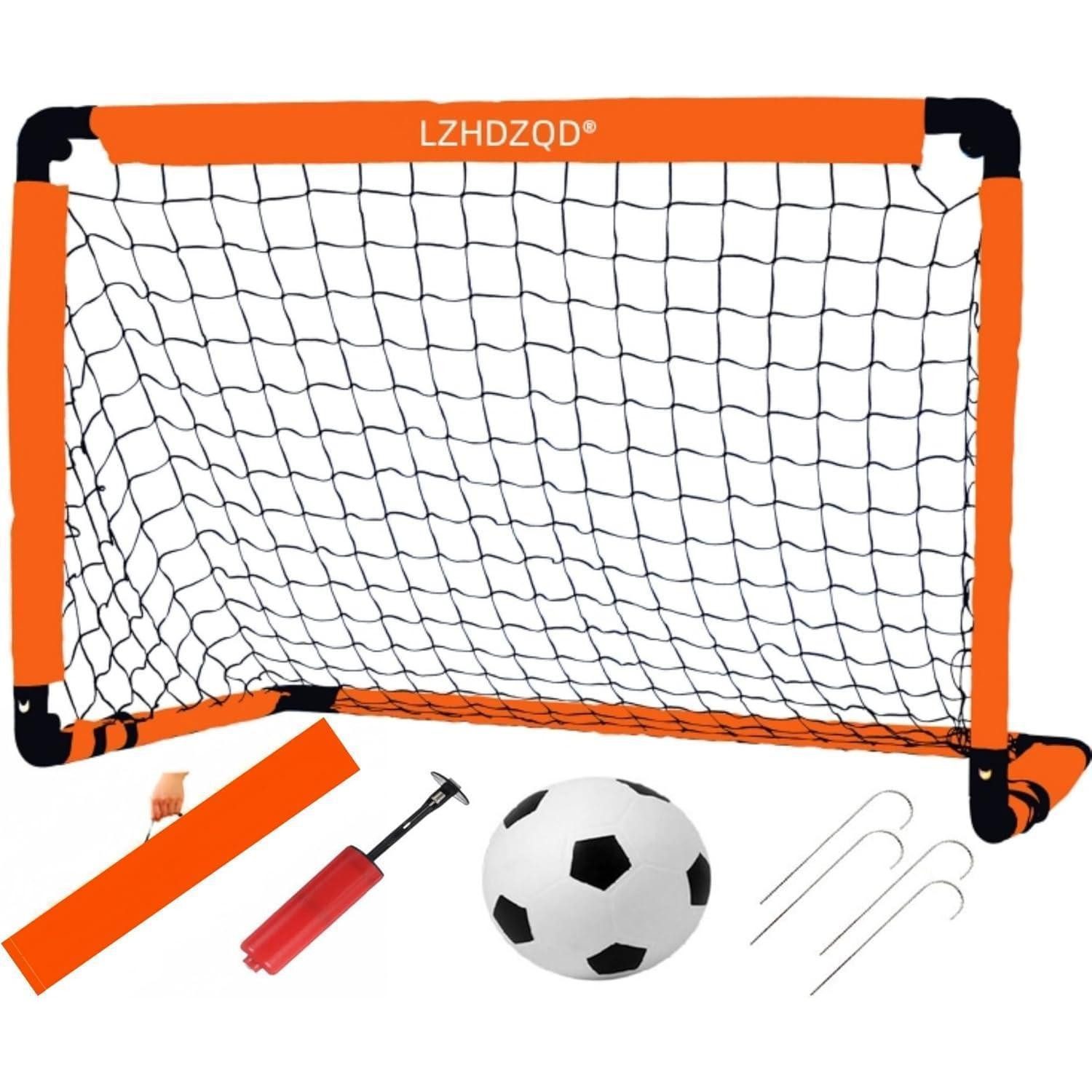 LuxusKollektion Fußballtor Fußballtor Klappbar Mini Kinder Garten orange 90x60cm tor+fußball