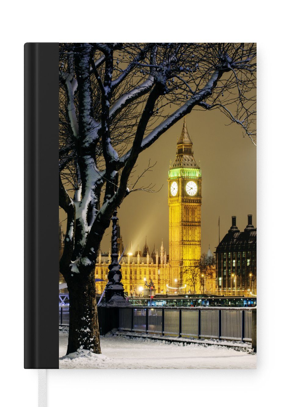 MuchoWow Notizbuch Winter - Big Ben - London, Journal, Merkzettel, Tagebuch, Notizheft, A5, 98 Seiten, Haushaltsbuch