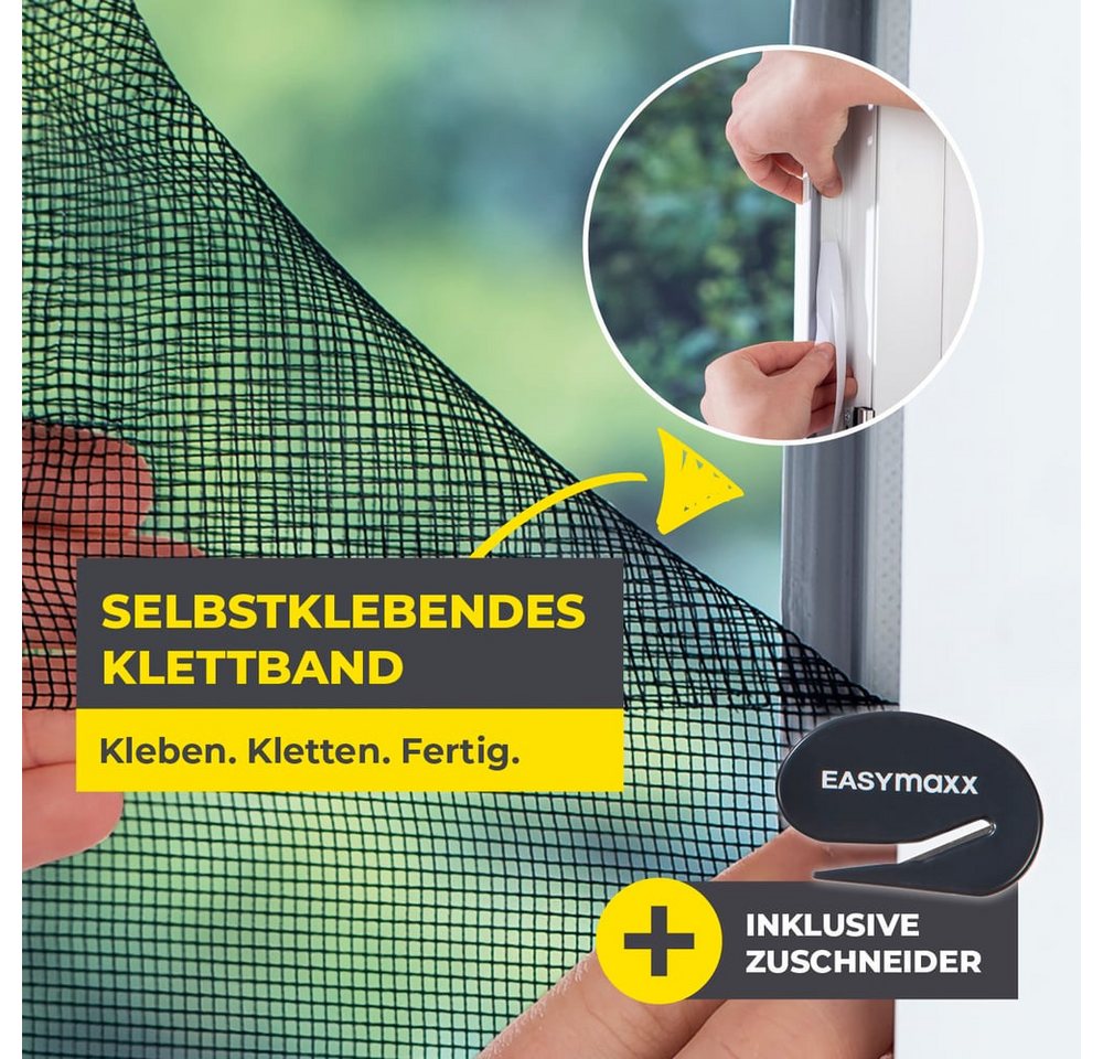 Thumbnail - EASYmaxx Insektenschutz-Fensterrahmen Insect Protect Insektenschutzgitter 110x130cm mit Klettverschluss, Schutz gegen Mü...