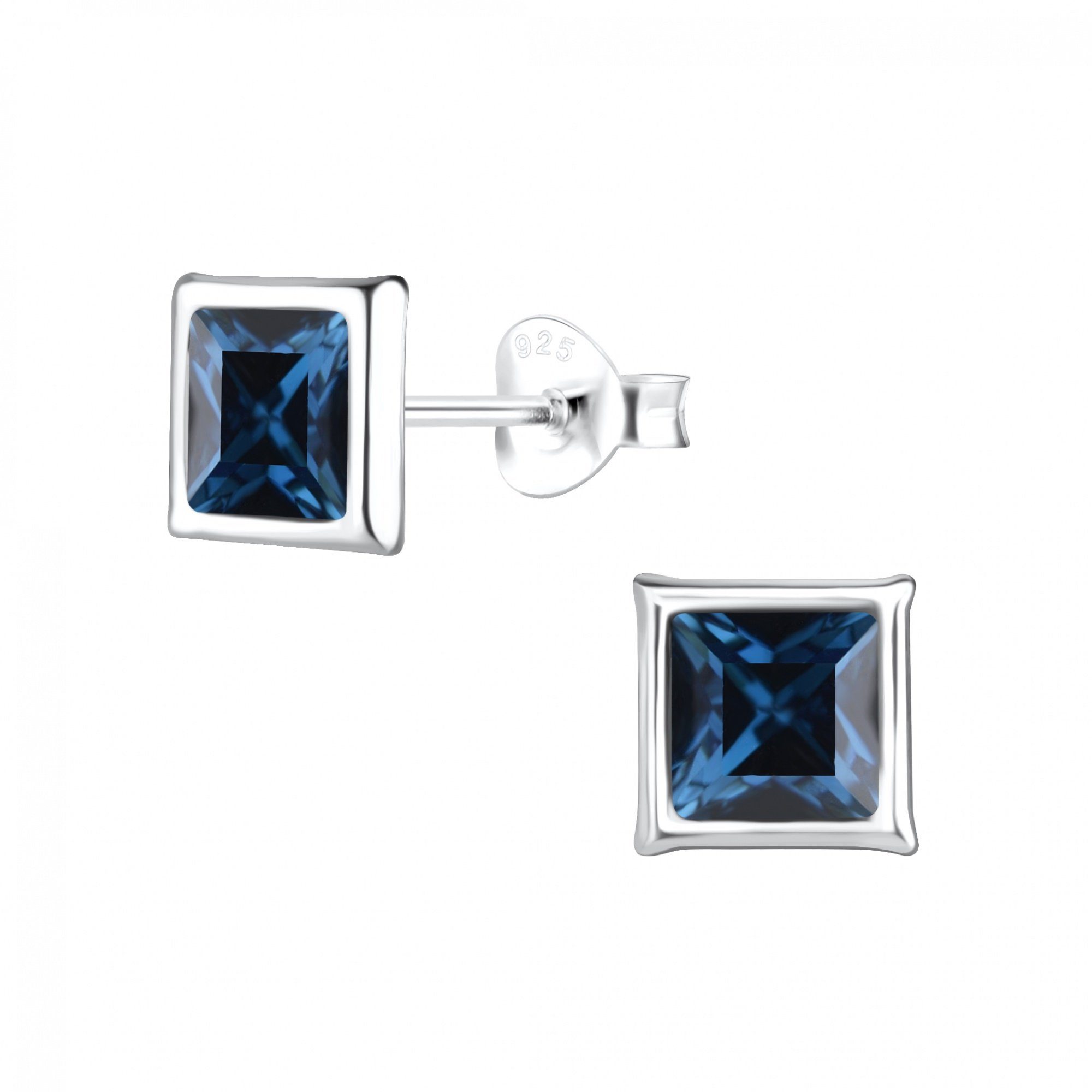 ALEXANDER YORK Paar Ohrstecker VIERECK Kristall montana, 2-tlg., 925 Sterling Silber