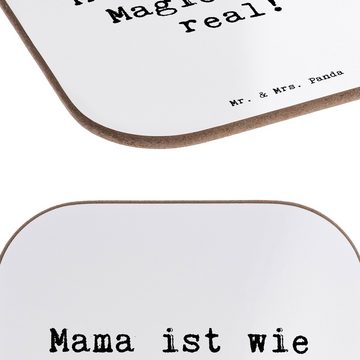 Mr. & Mrs. Panda Getränkeuntersetzer Mama Magie - Weiß - Geschenk, Getränkeuntersetzer, Schwester, Oma, Bi, 1-tlg., Innovative Designs