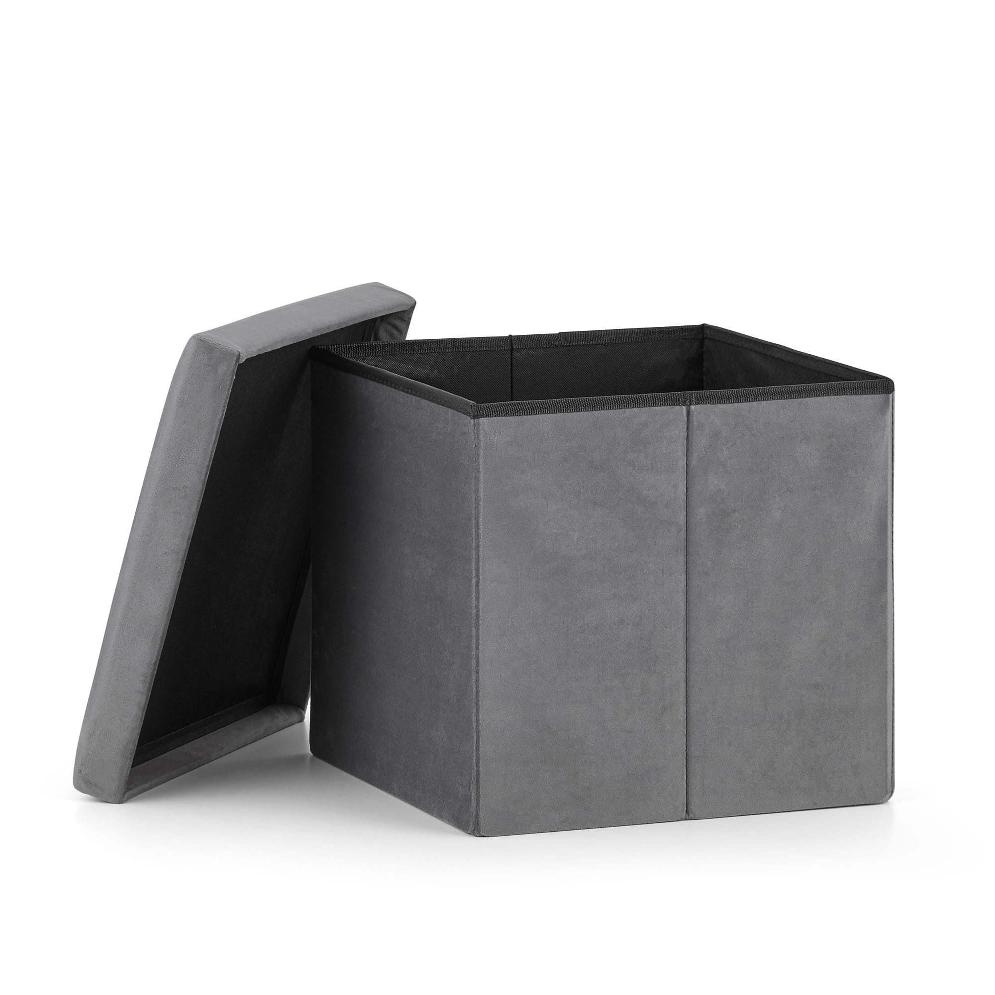 Best for Home Ottomane Faltbarer grauer Aufbewahrungsbox-Hocker – modern & platzsparend, mit Relaxfunktion