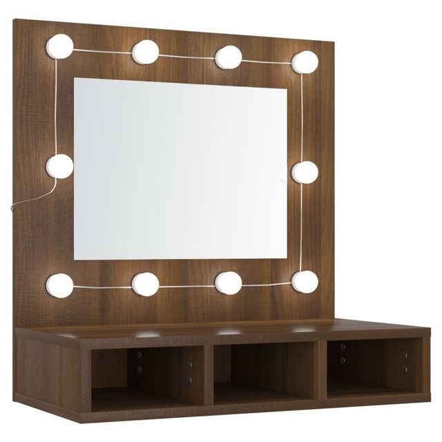 vidaXL Badezimmerspiegelschrank Spiegelschrank mit LED Braun Eiche-Optik 60×31,5×62 cm
