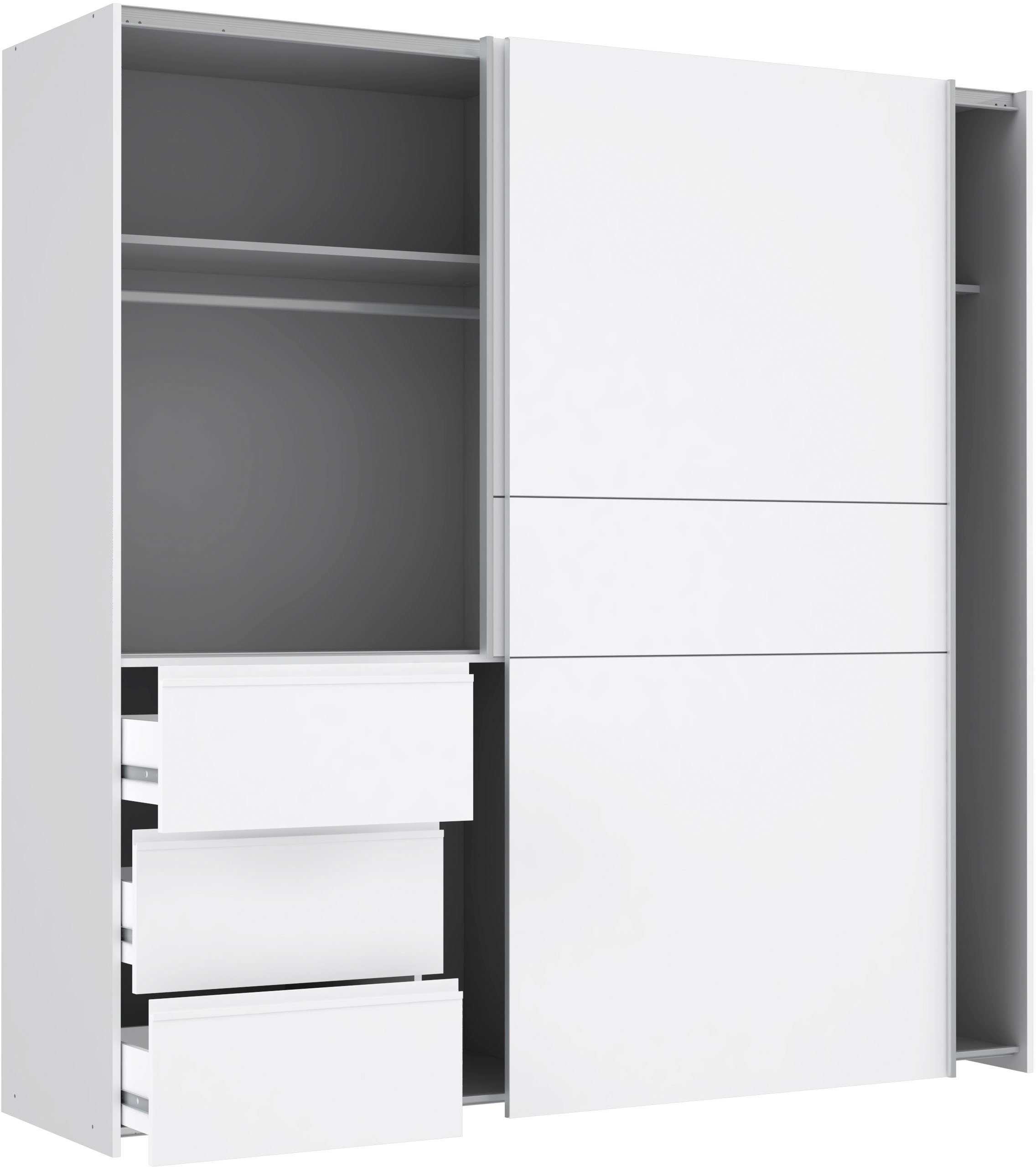FORTE Schwebetürenschrank Winn, Schiebetürenschrank mit 3 Schubladen, Made in Europe (In 2 Größen erhältlich - B/H/T ca. 170x200,5x61cm und 200x200,5x61cm) vers – Bild 3 von 5
