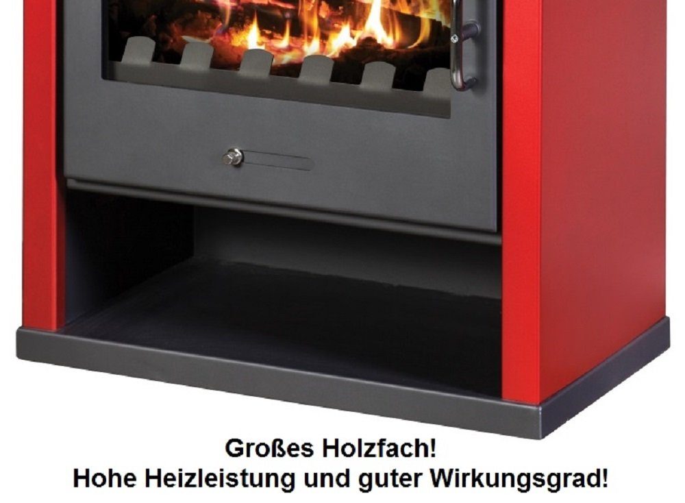 Victoria 05 Kaminofen Rubin rot, große Sichtscheibe, 13 kW