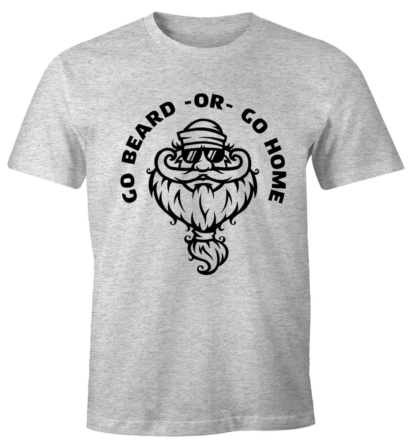 MoonWorks Print-Shirt Herren T-Shirt Für Bart-Träger Go Beard or go Home  Moonworks® mit Print