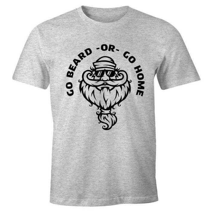 MoonWorks Print-Shirt Herren T-Shirt Für Bart-Träger Go Beard or go Home Moonworks® mit Print