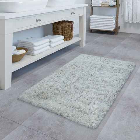 Badematte Badezimmer Teppich Hochflor Badematte Modern Weich TT Home, Höhe 10 mm, 100% Polyester, Läufer