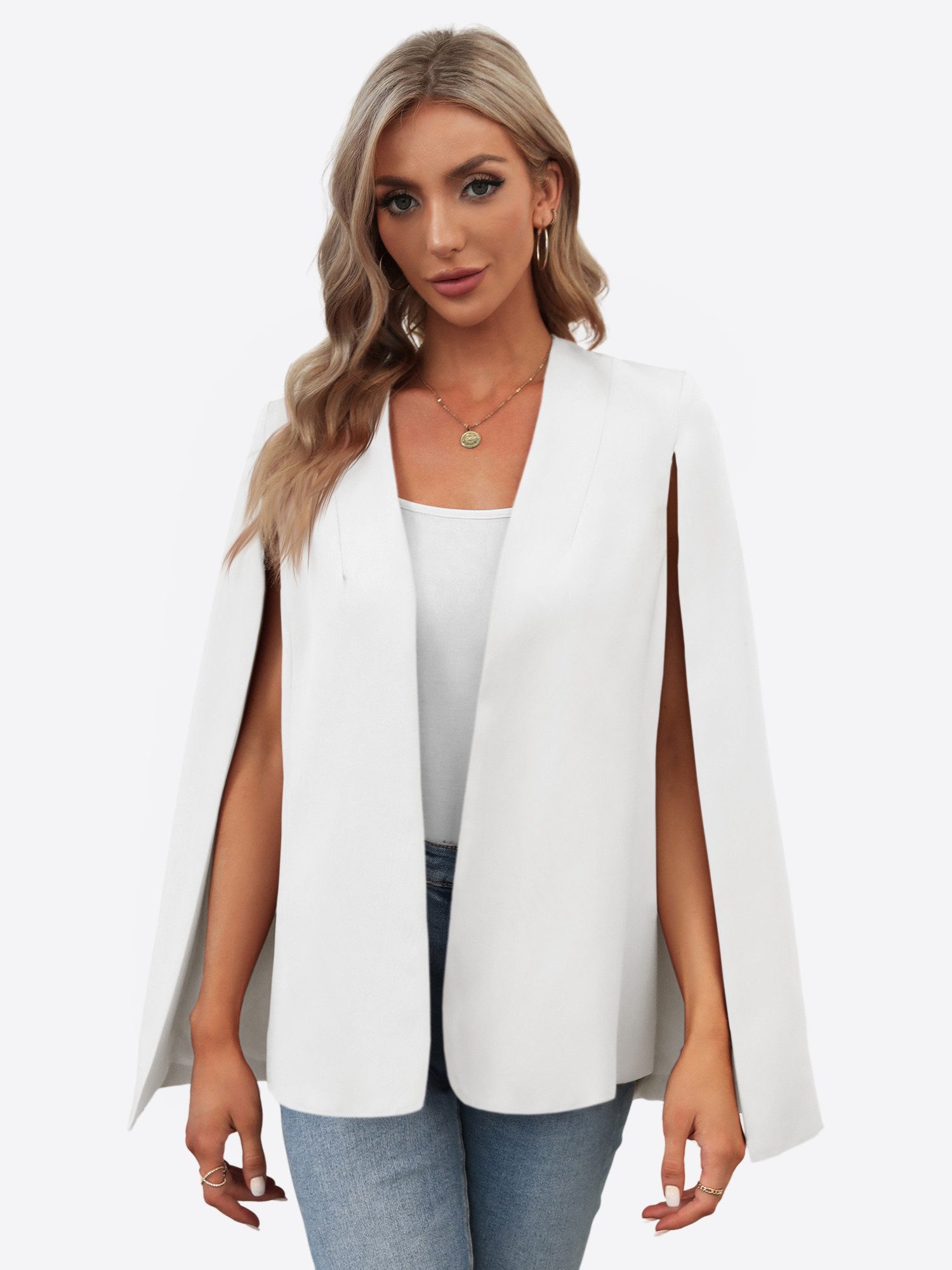 Imily Bela Jackenblazer Damen Cape Blazer (Packung, 1-tlg., 1per-Pack) Gespaltene Ärmel