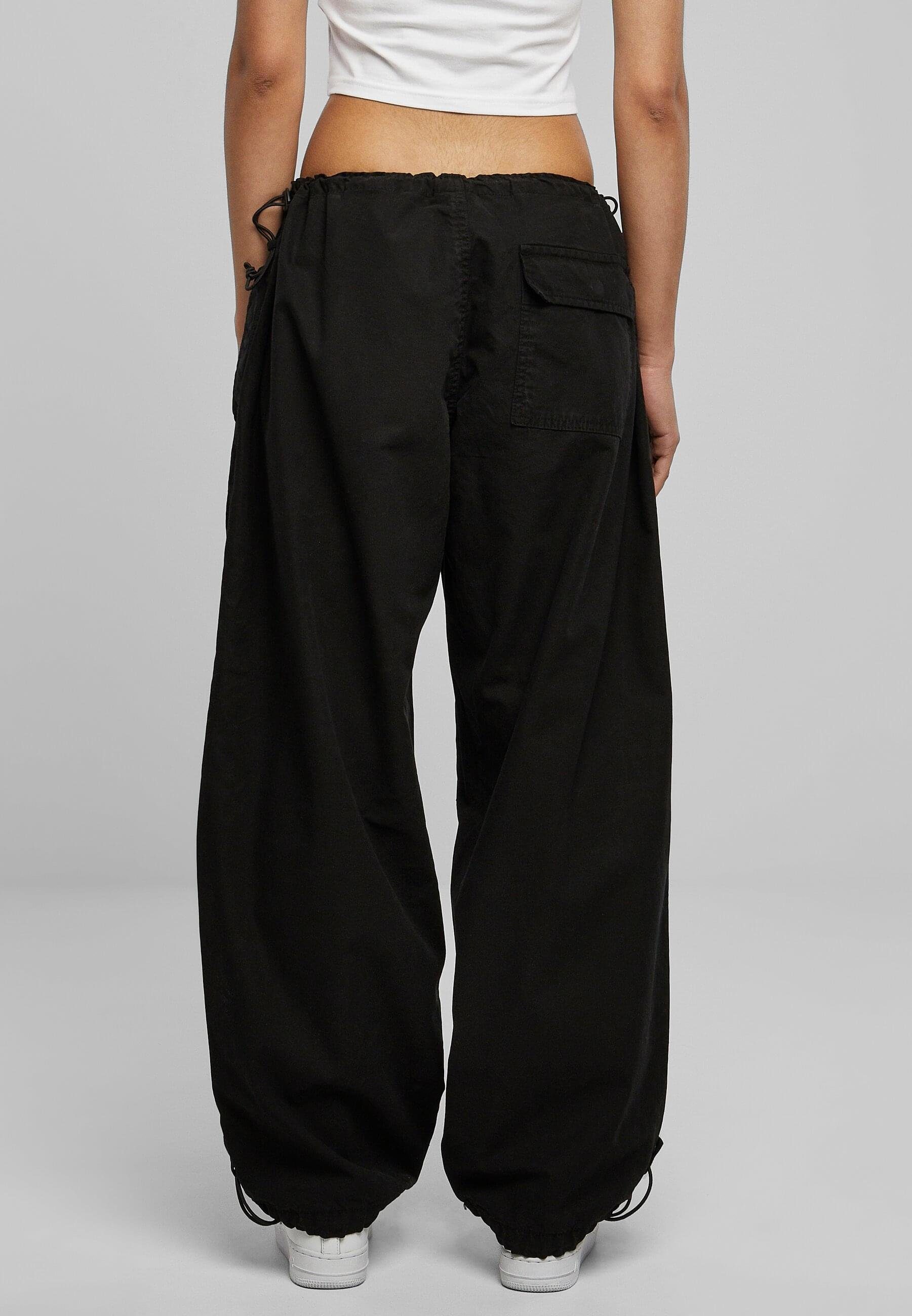 URBAN CLASSICS Jerseyhose Damen Ladies Cotton Parachute (1-tlg) black Pants