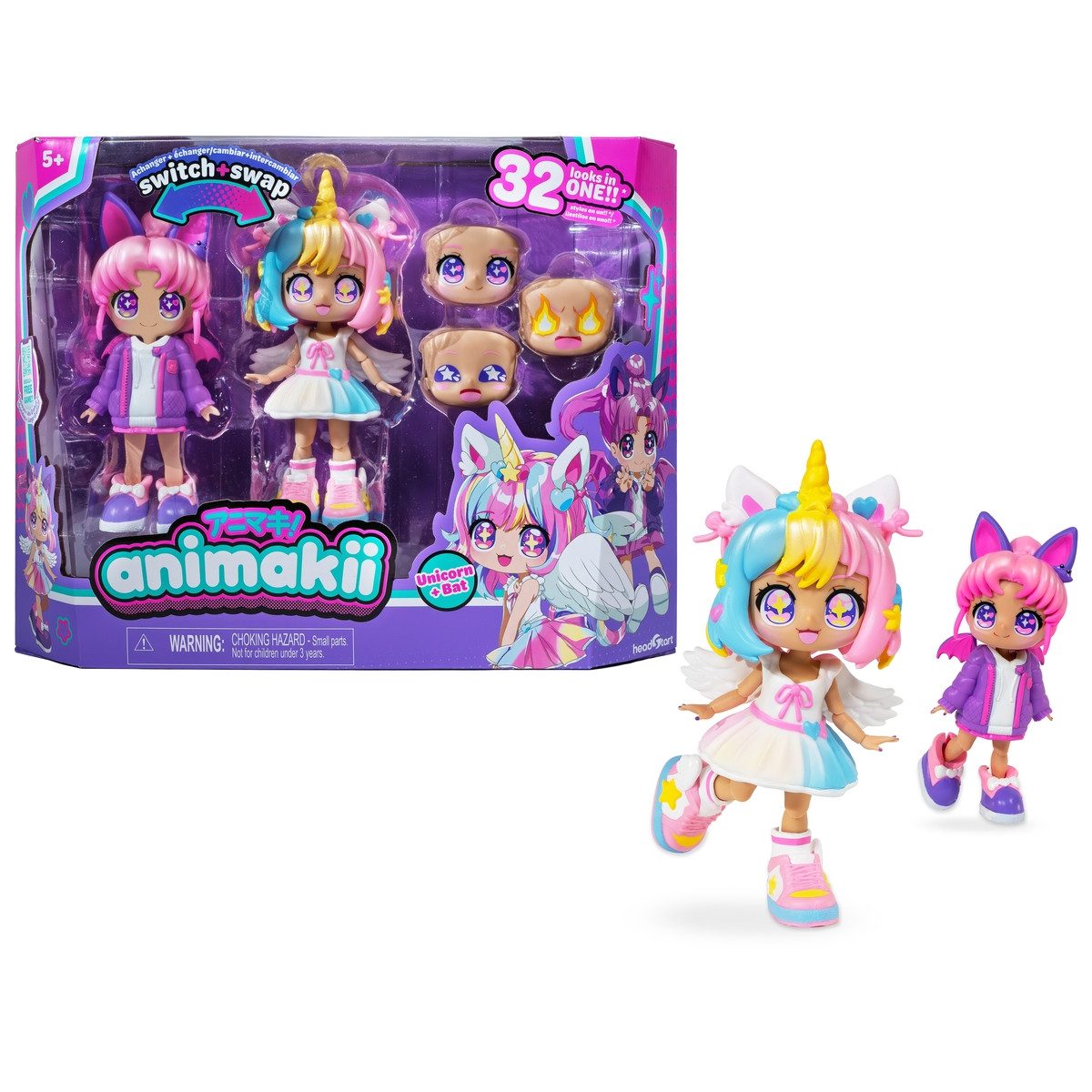 Bandai Bankordner Spielfigur animakii switch & Swap Einhorn/Fledermaus