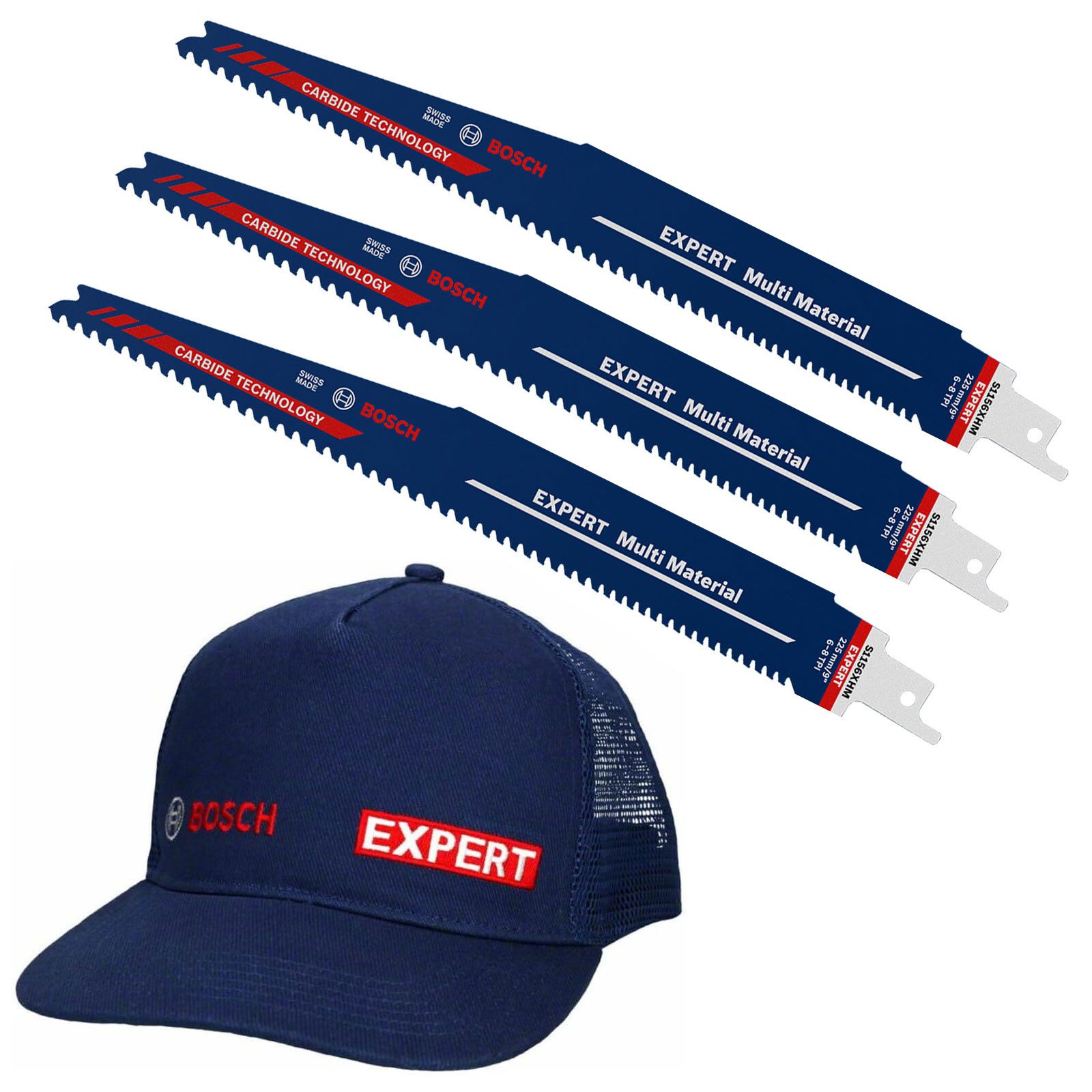 Bosch Professional Sägeblatt S1156XHM, Säbelsägeblatt 3x S1156XHM mit gratis EXPERT Schildmütze