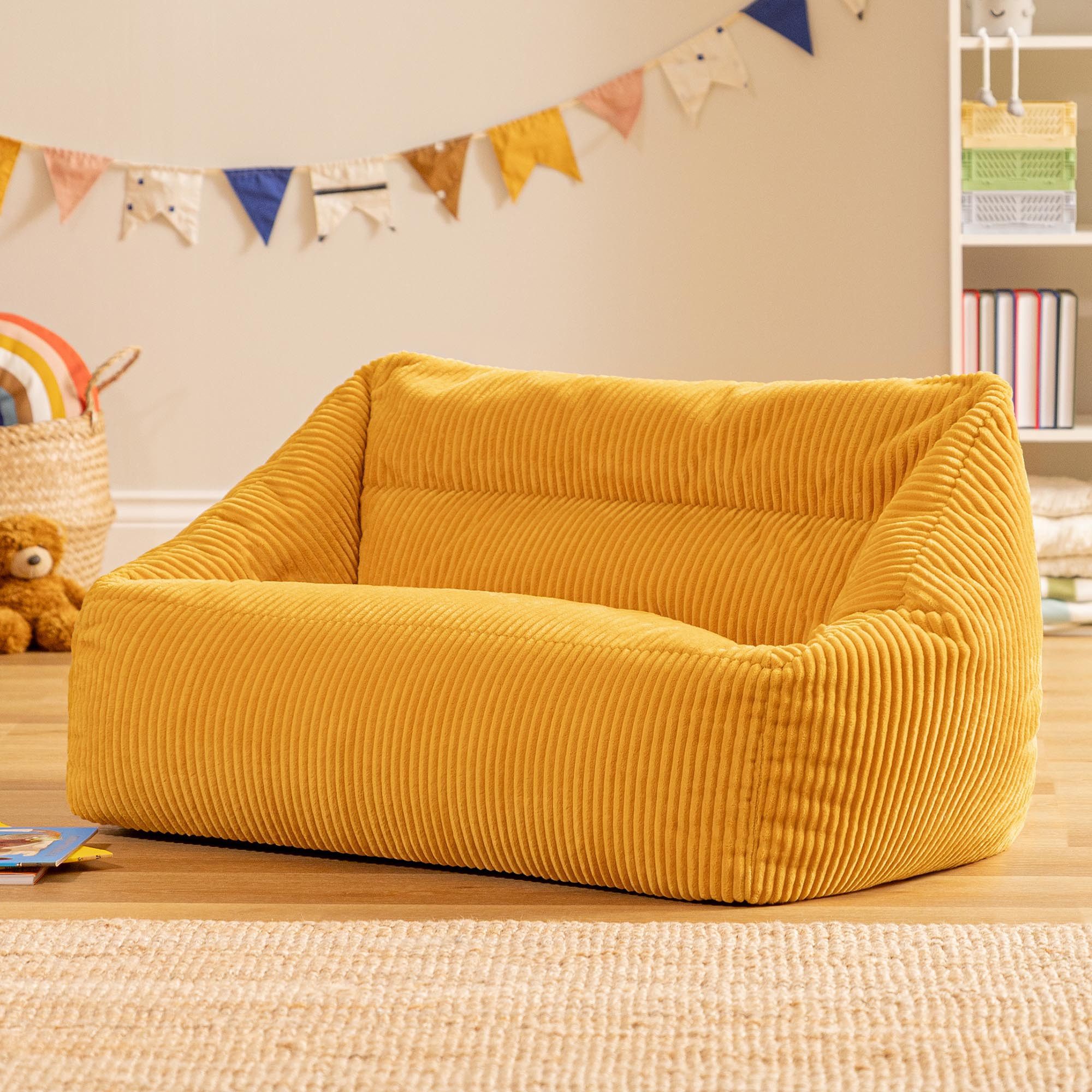 icon Sitzsack Sofa für Kinder aus Cord mit Füllung, Made in Germany, für Kinderzimmer, flauschig