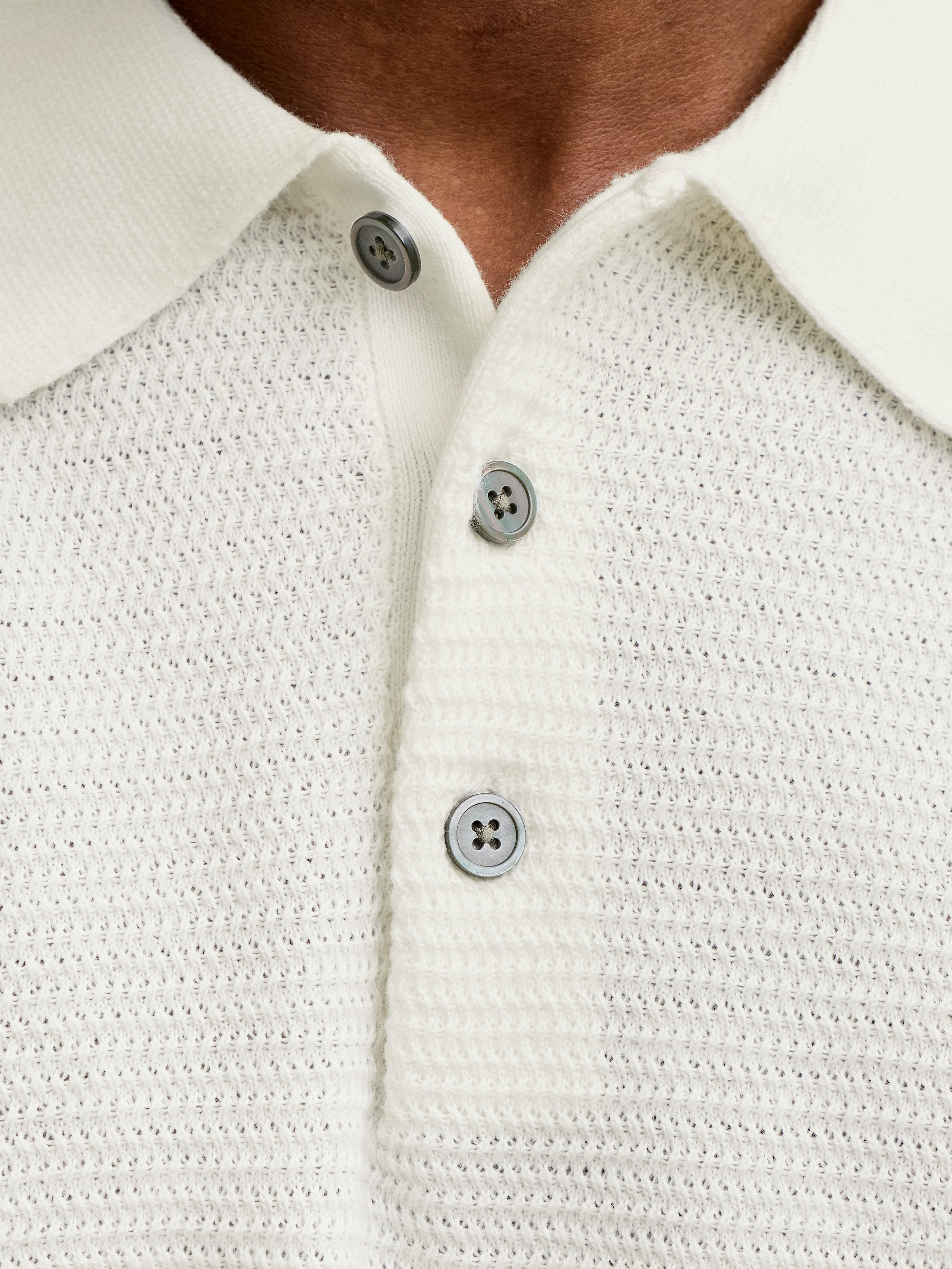 Jack & Jones Polokragenpullover JPRBLURILEY KNIT POLO SS SN Baumwolle, regular fit