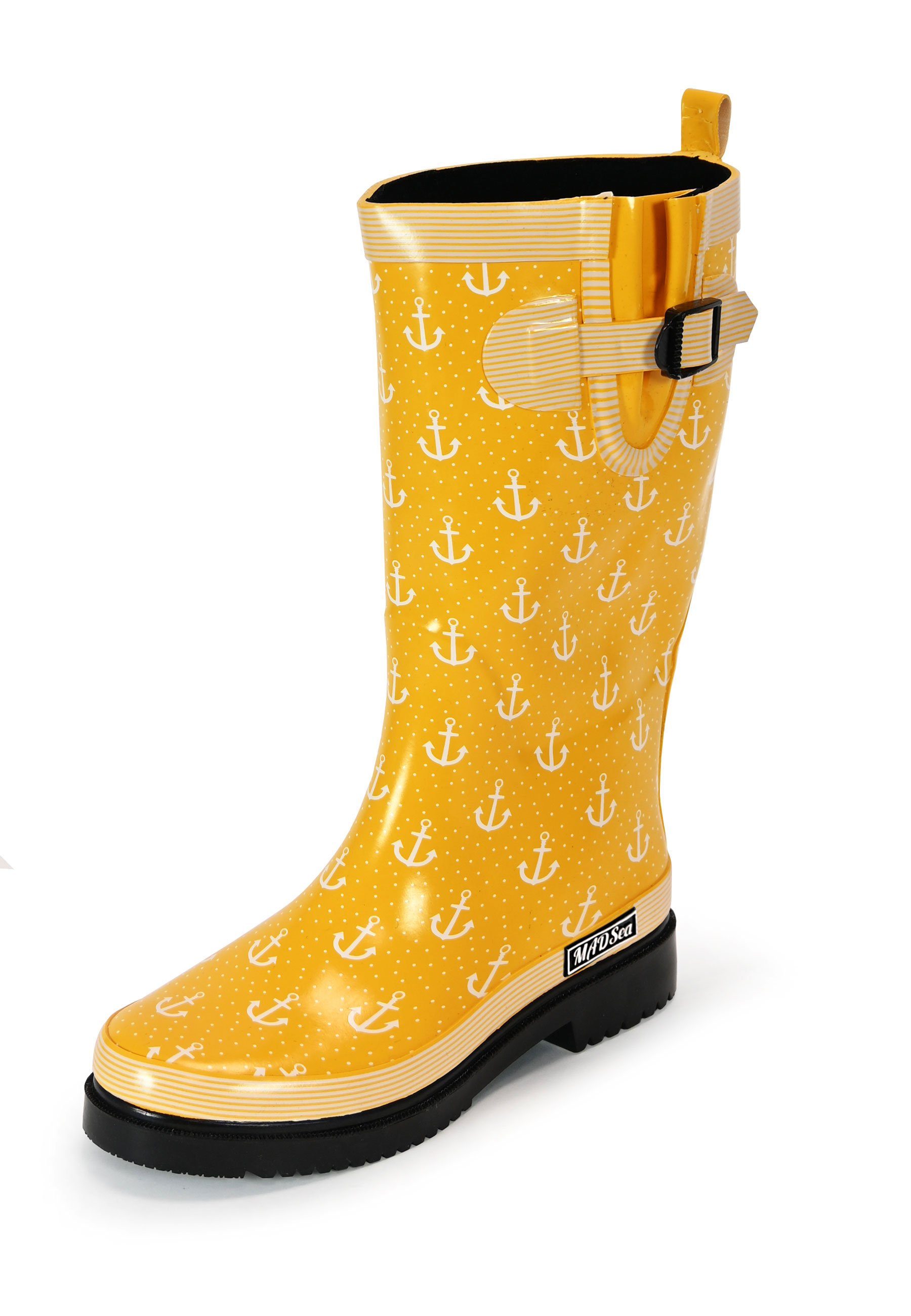 MADSea Anchor High Gummistiefel in gelb mit Ankerdruck und rutschfester Profisohle