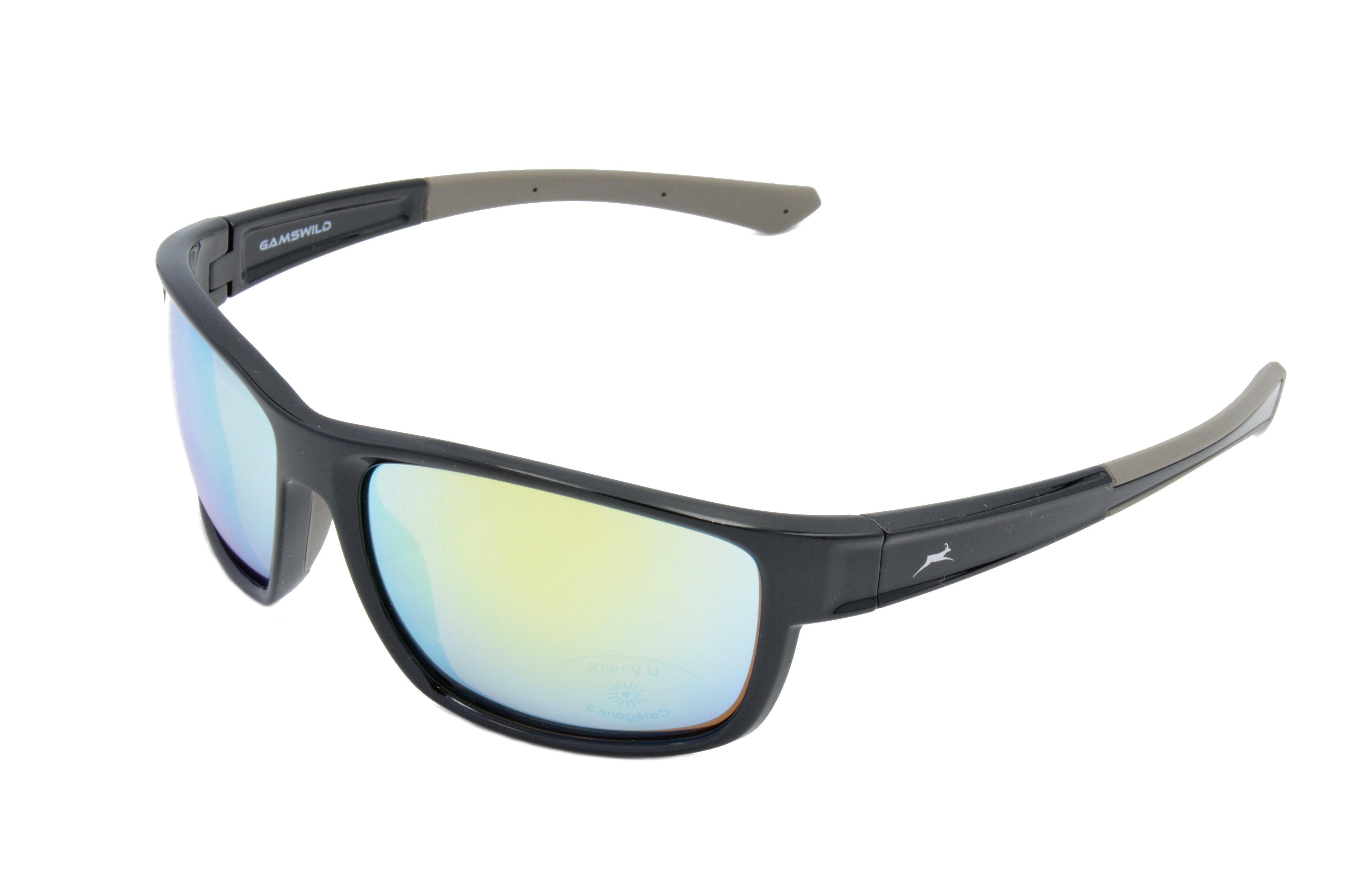 Gamswild Sportbrille WS7532 Sonnenbrille Skibrille Fahrradbrille Damen Herren Unisex TR90, grau-blau, schwarz-violett, schwarz-gold, schmal geschnittene Passform schwarz_gold