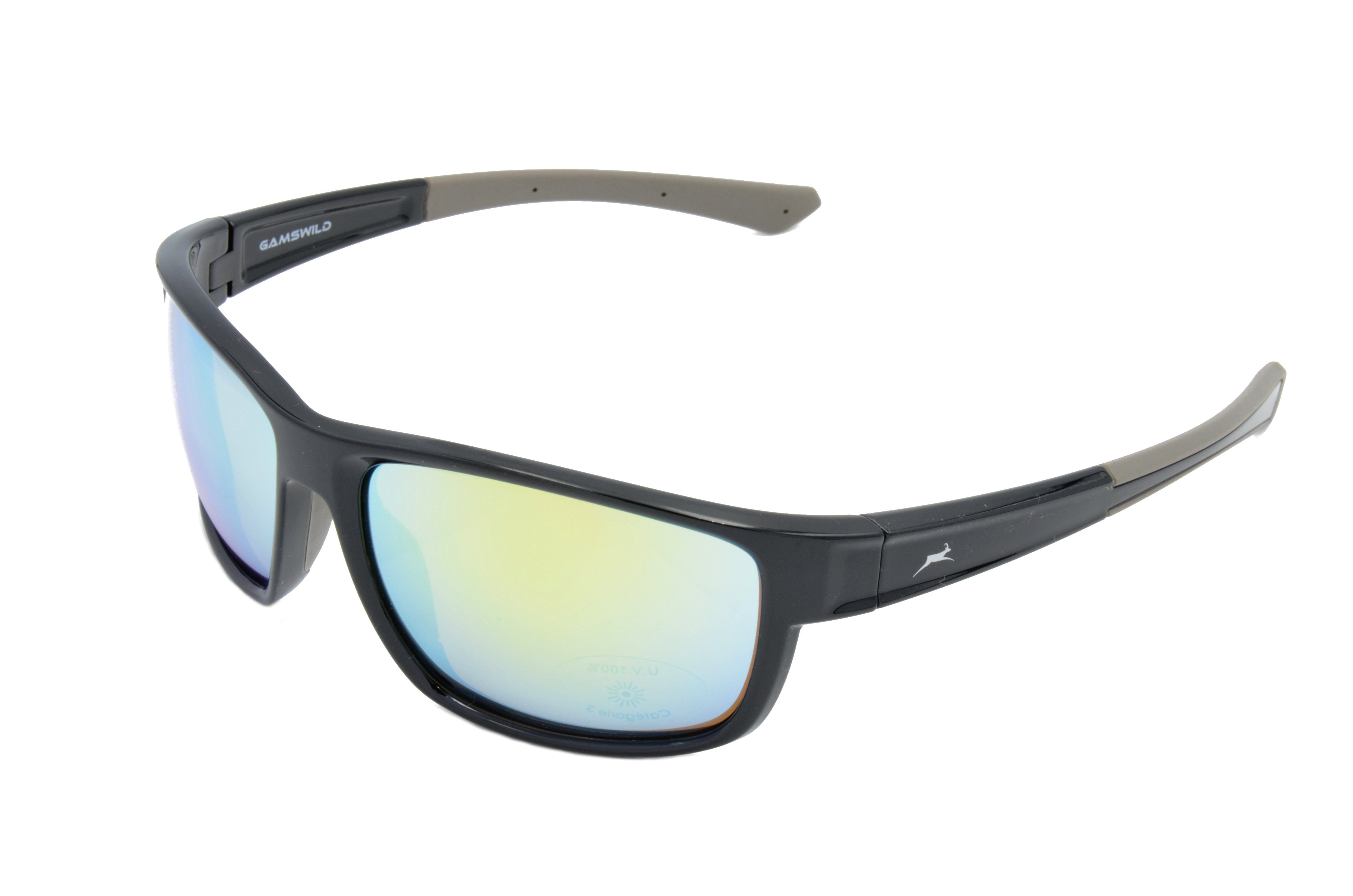 Gamswild Sportbrille UV400 Sonnenbrille Skibrille Fahrradbrille TR90/schmal Damen, Herren Modell WS7532 in grau-blau, schwarz-violett, schwarz-gold