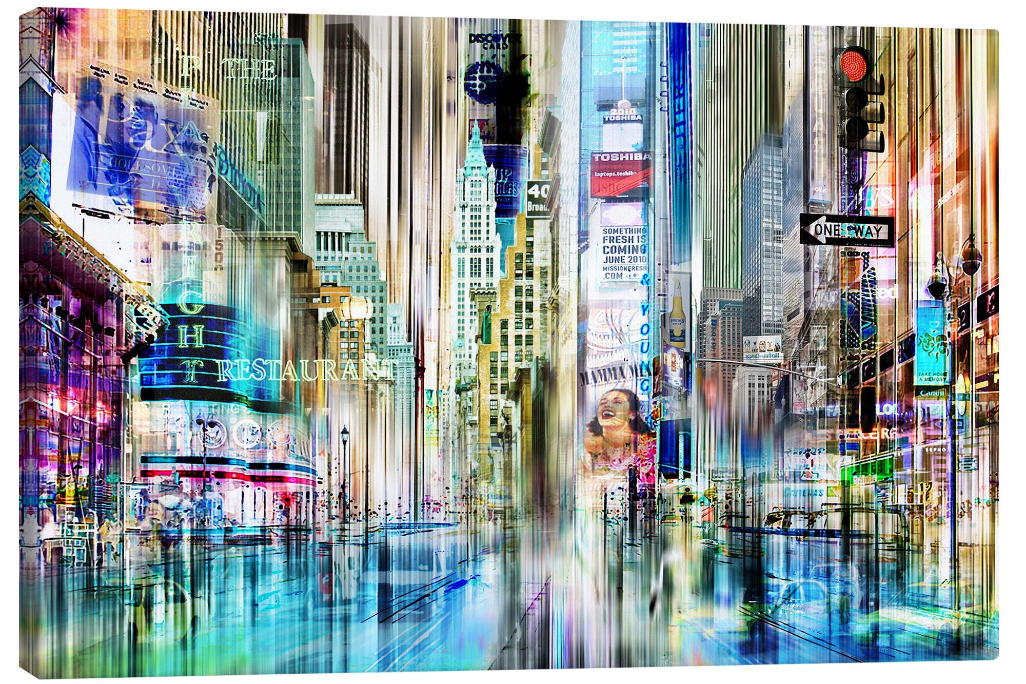 Posterlounge Poster Städtecollagen, Times Square New York (Collage), Wohnzimmer Malerei