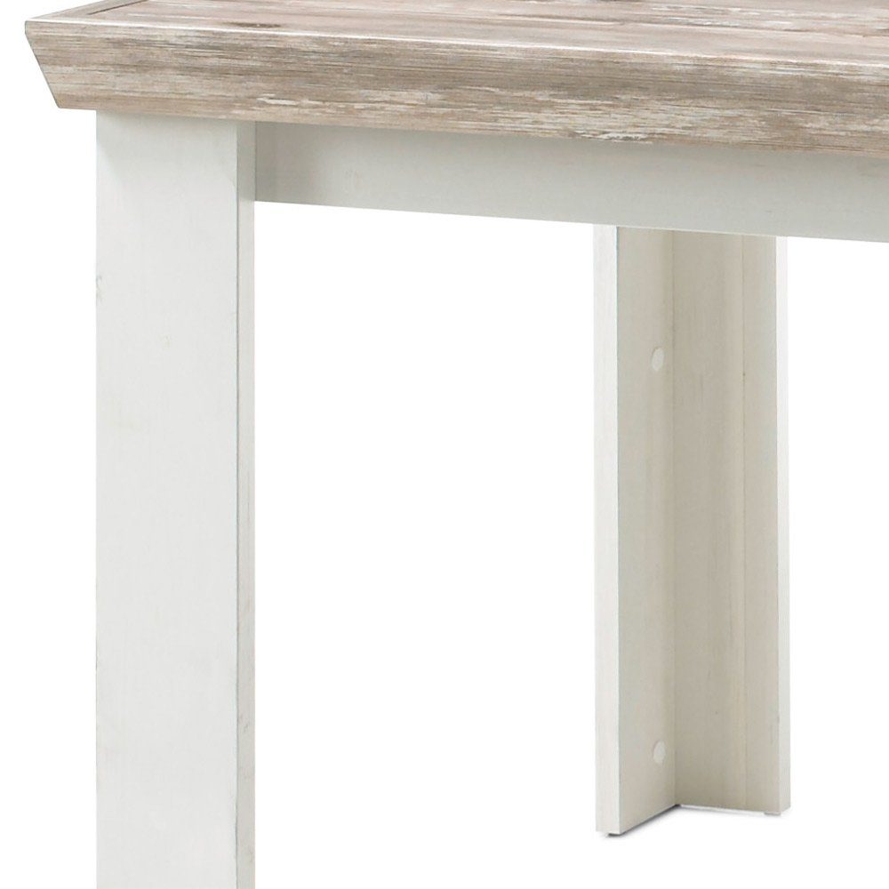 Weiß, Stauraum, Pinie Landhausstil cm, stellbar, 90x160 Pinie Esstisch (Esstisch, Tisch), variabel Samwell Stylefy viel rechteckig,