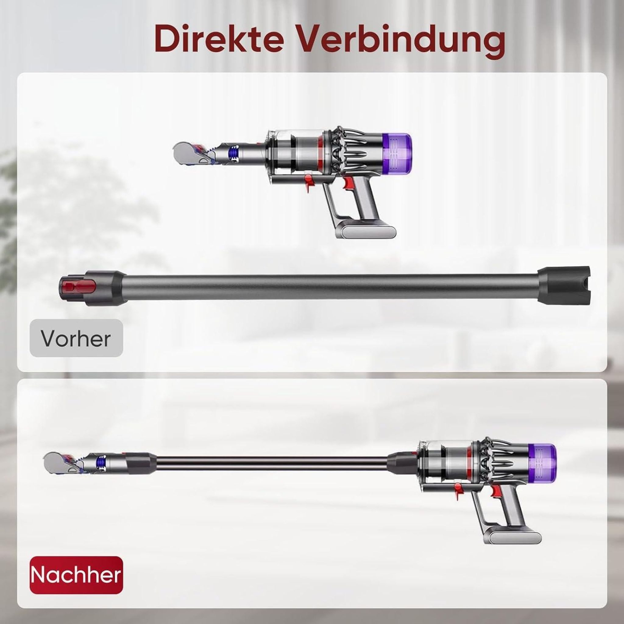 FELIXLEO Gardinenbefestigungen Ersatzteile Verlängerungsrohr für Dyson V11 V15 V10 V8 V7 Ersatzrohr Grau, (1-St) – Bild 5 von 5