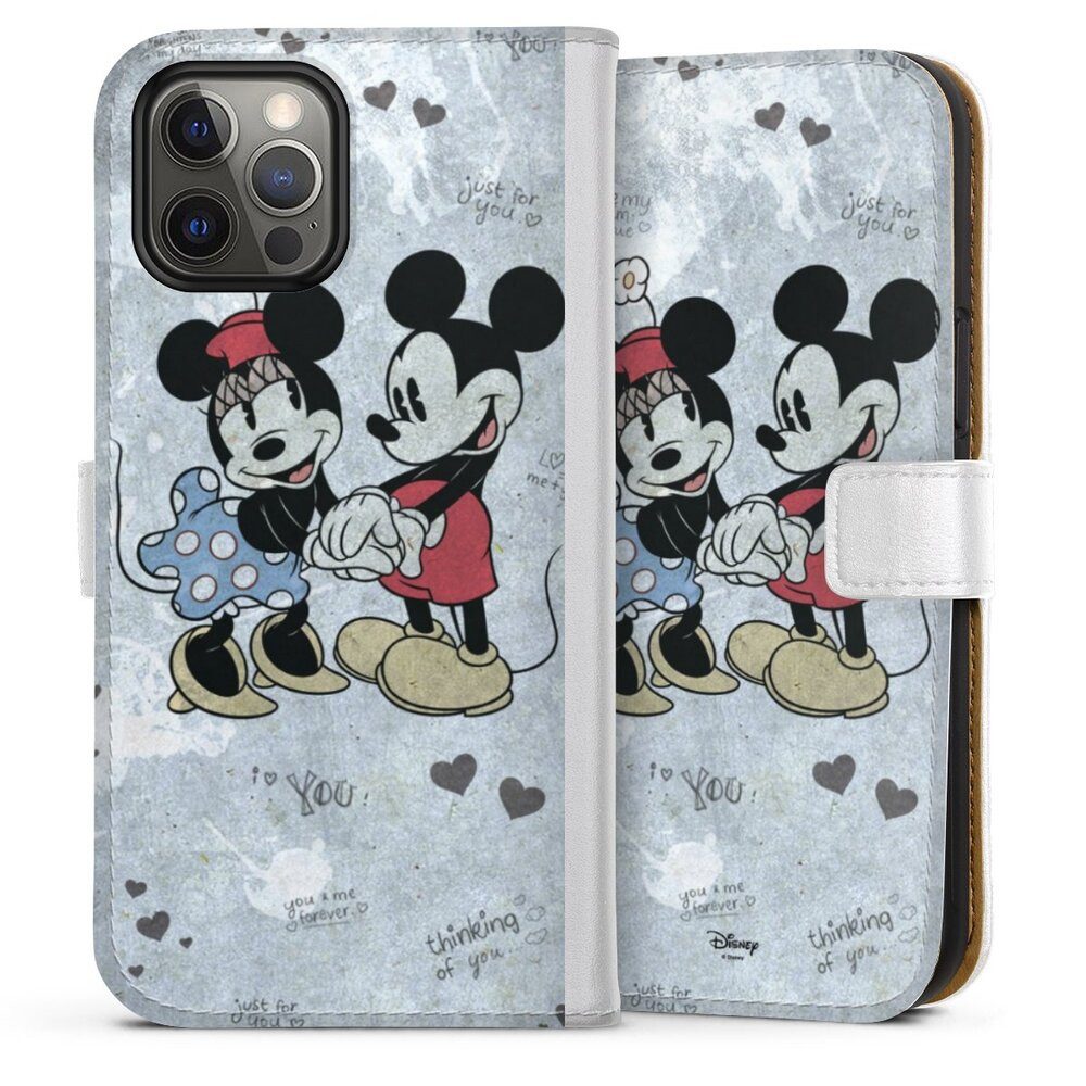 DeinDesign Handyhülle Disney Mickey & Minnie Mouse Vintage Mickey&Minnie In Love, Apple iPhone 12 Pro Max Hülle Handy Flip Case Wallet Cover