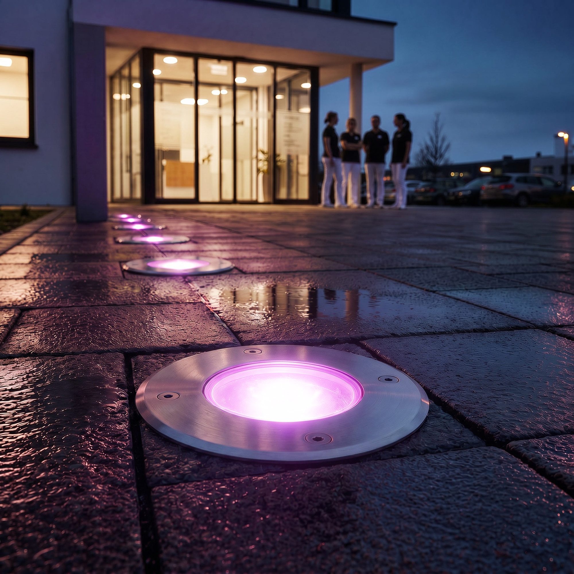 SSC-LUXon LED Gartenstrahler SSC-LUXon Bodenleuchte KALPA rund silber IP67 Smart LED RGB+W dimmbar, Smart