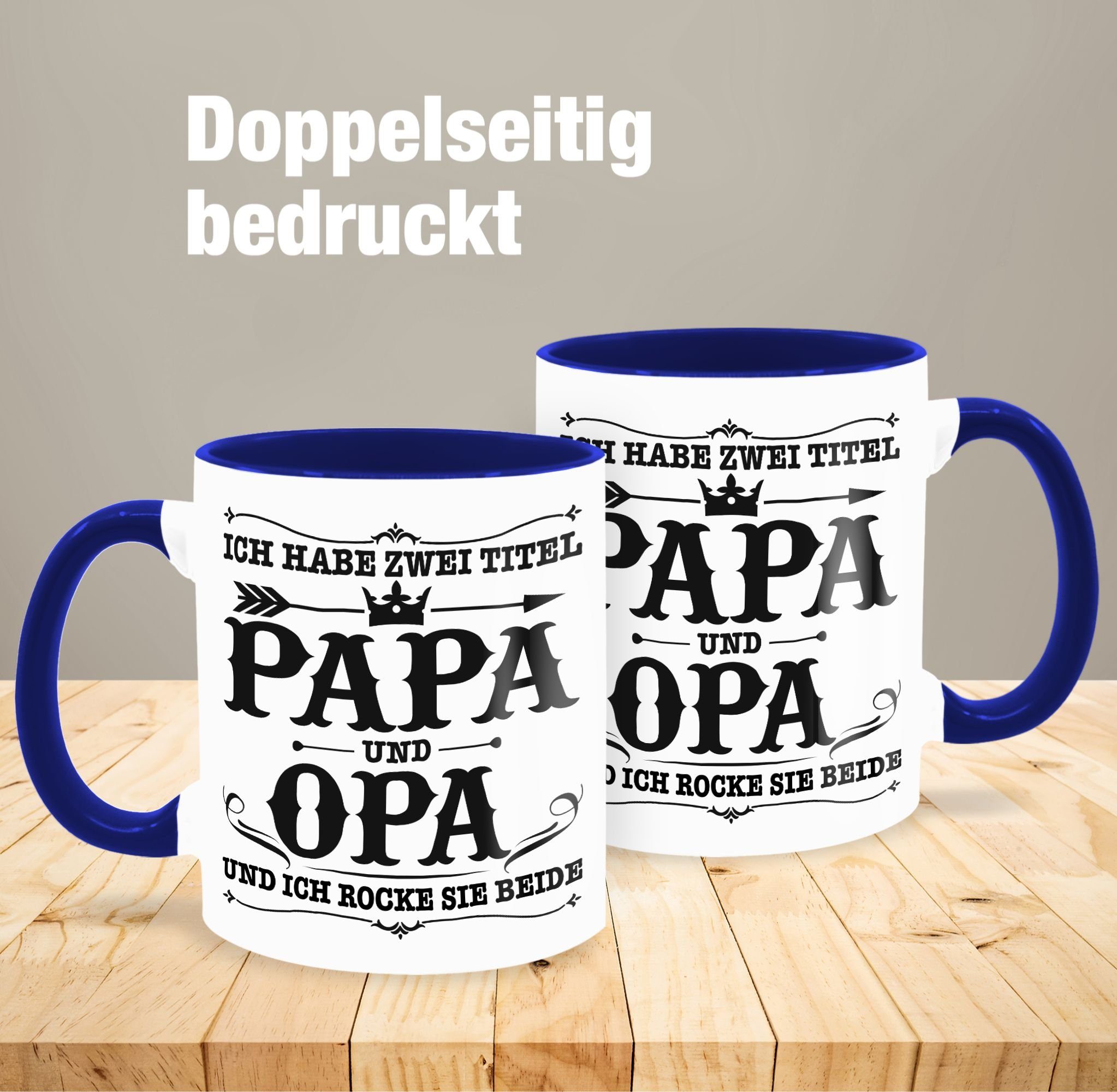 Vatertag Opa, zwei Keramik, Titel und Shirtracer Papa habe 2 Geschenk Dunkelblau Kaffeetasse Tasse Ich