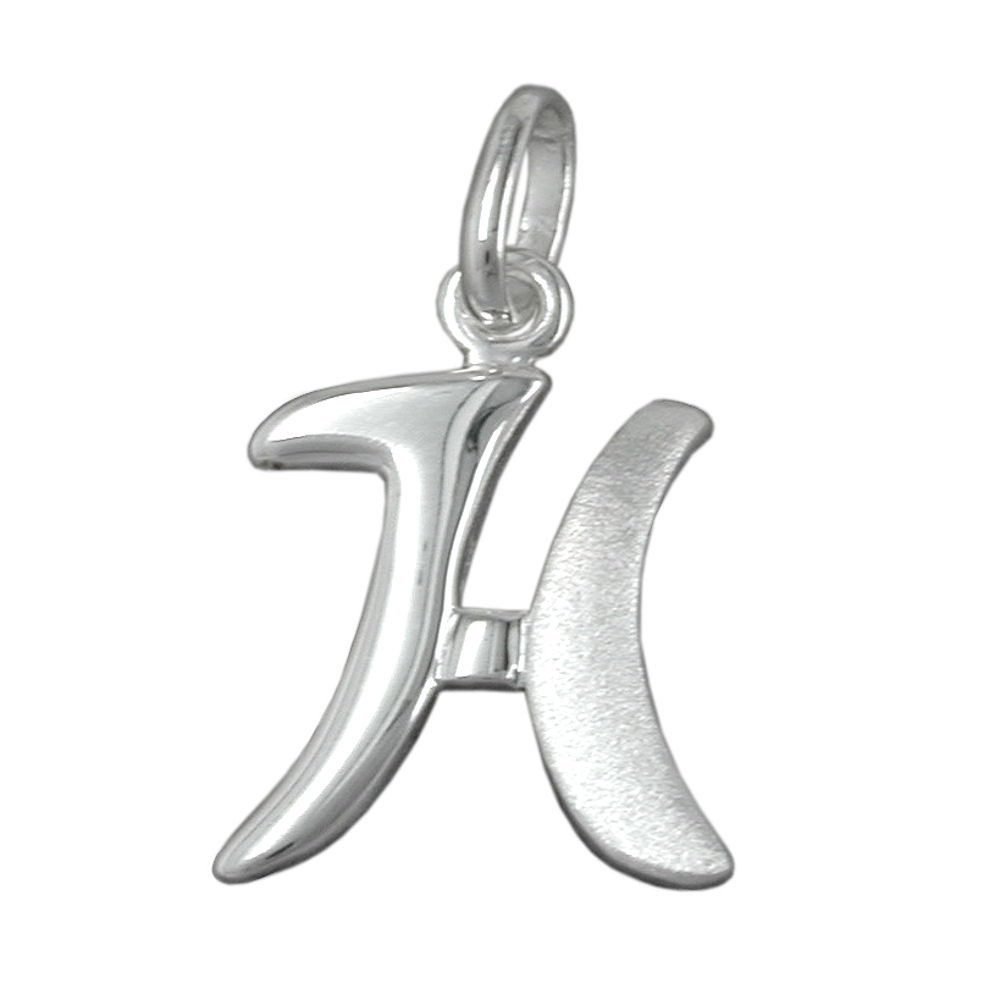 Buchstabenanhänger Anhänger Buchstabe H teilmattiert glänzend 925 Silber kl. Schmuckbox