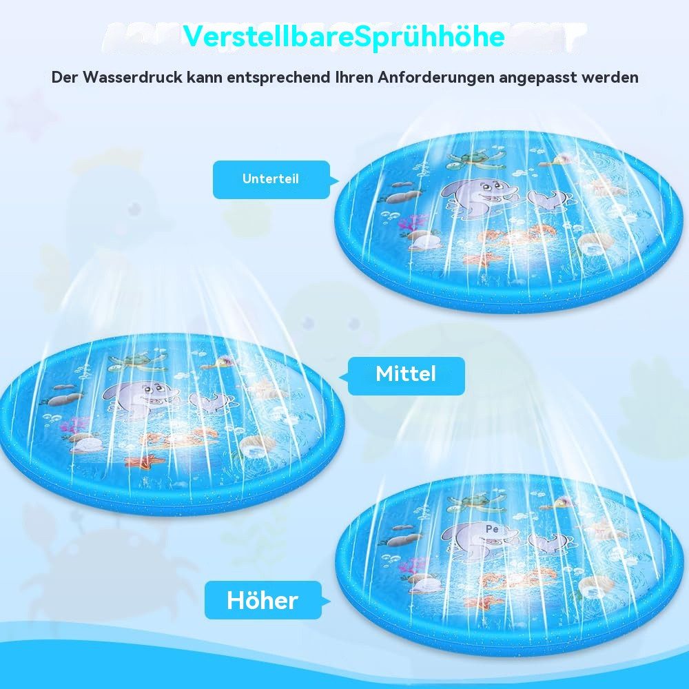 Blusmart Spielmatte Wassermatte Kinder Wasserspielmatte mit Sprinkler (Spritzschutz-Spielmatte – langlebiges, Höhenverstellbares Wasser), Sommer Wasserspielzeug – Bild 4 von 5