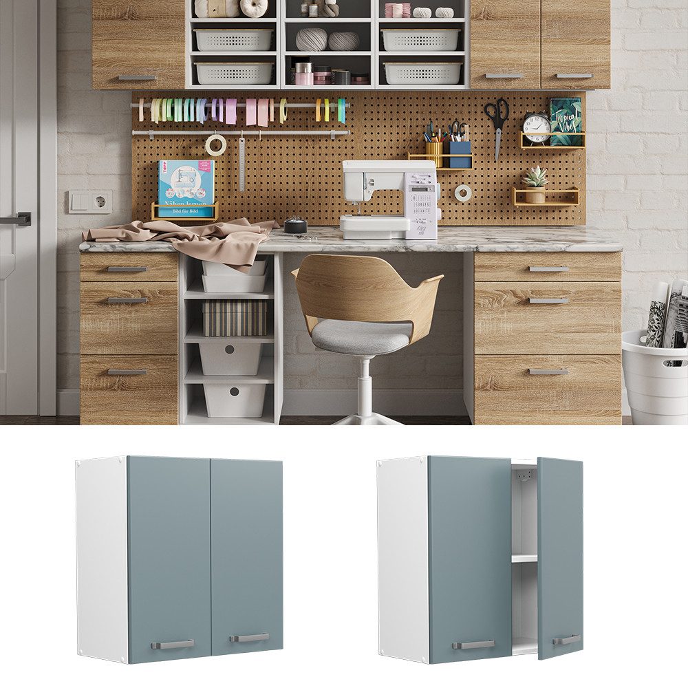Vicco Schranksystem R-Line, Blau-Grau/Weiß, 60 cm günstig online kaufen