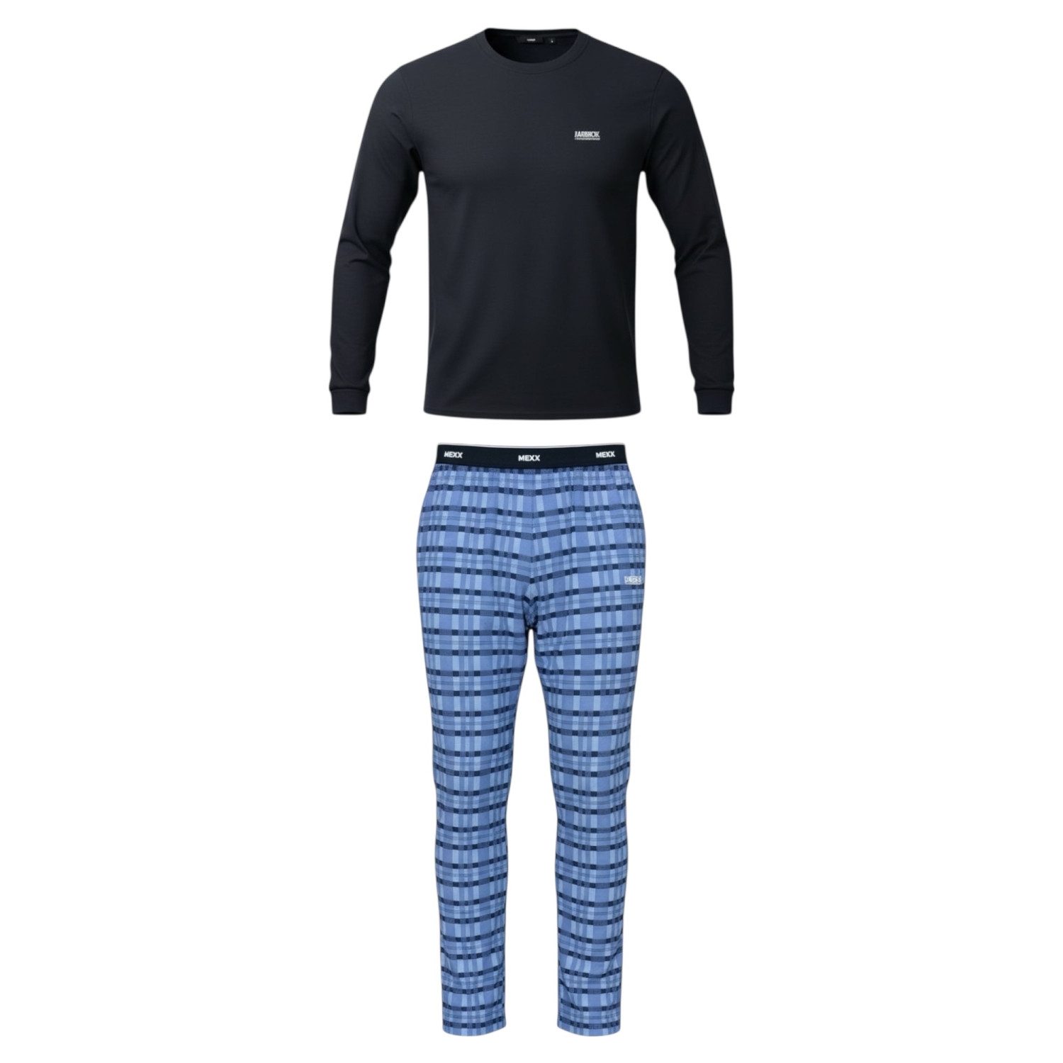Mexx Schlafanzug Herren Pyjama Schlafanzug SET Langarm Rundhals Nachtwäsche günstig online kaufen
