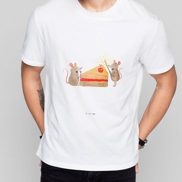 Mr. & Mrs. Panda T-Shirt Mäuse Kuchen - Weiß - Geschenk, T-Shirt, Tortenstück, Party, Maus, Ge (1-tlg)