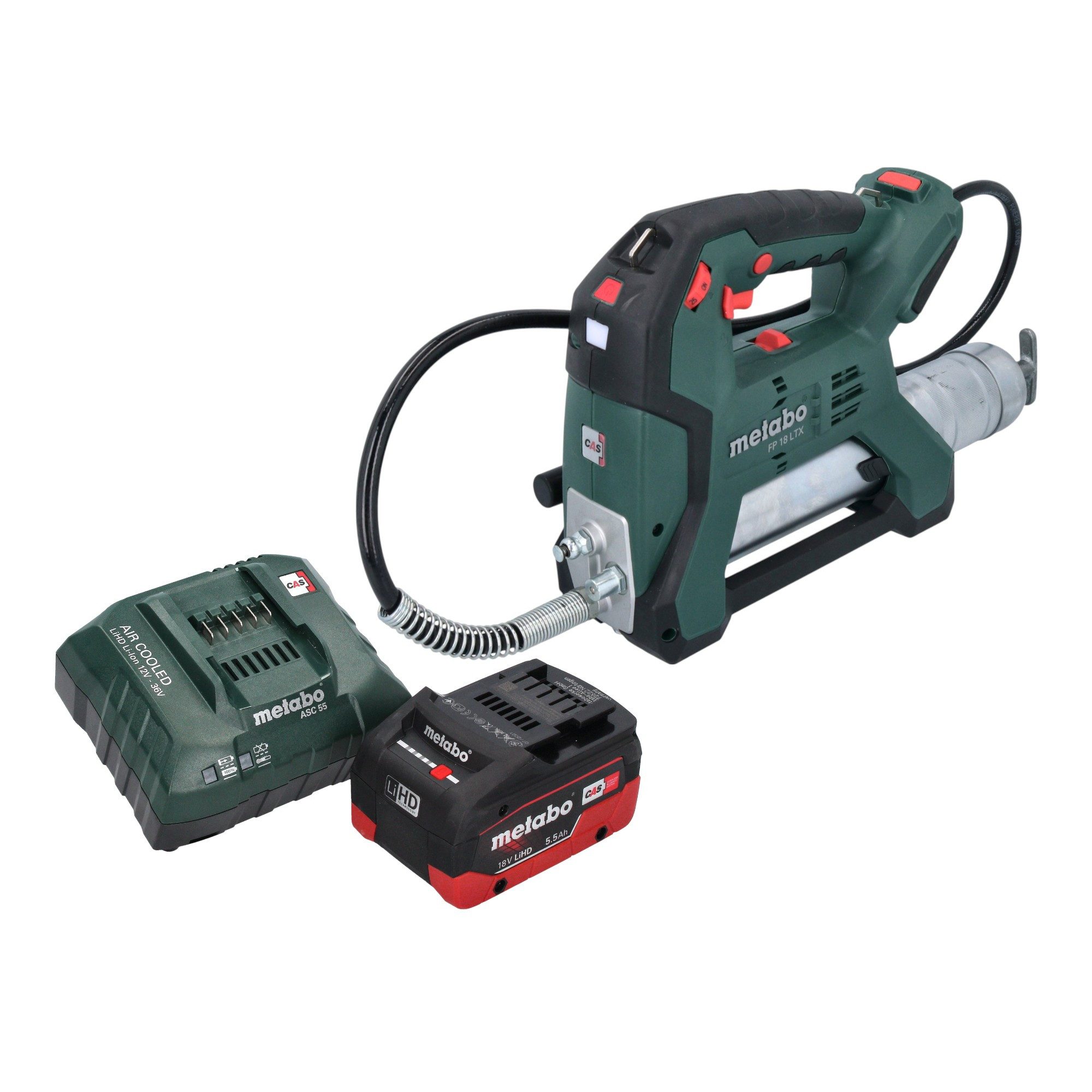 metabo Werkstattpresse FP 18 LTX Akku Fettpresse 18 V 690 bar + 1x LiHD Akku 5,5 Ah