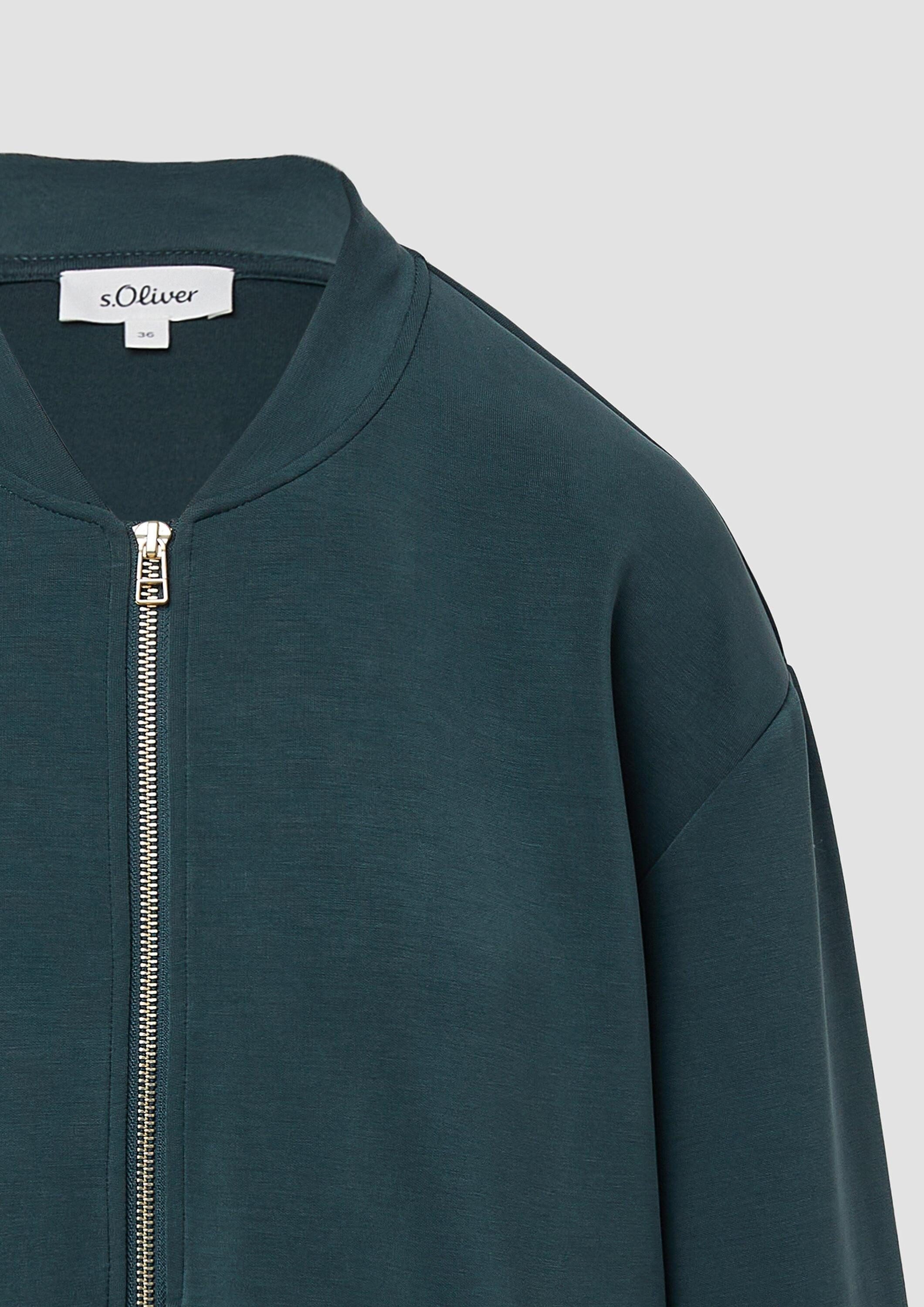 s.Oliver Sweatjacke Sweatshirt Jacke Oversized Scuba-Jacke mit verstellbarem Saum