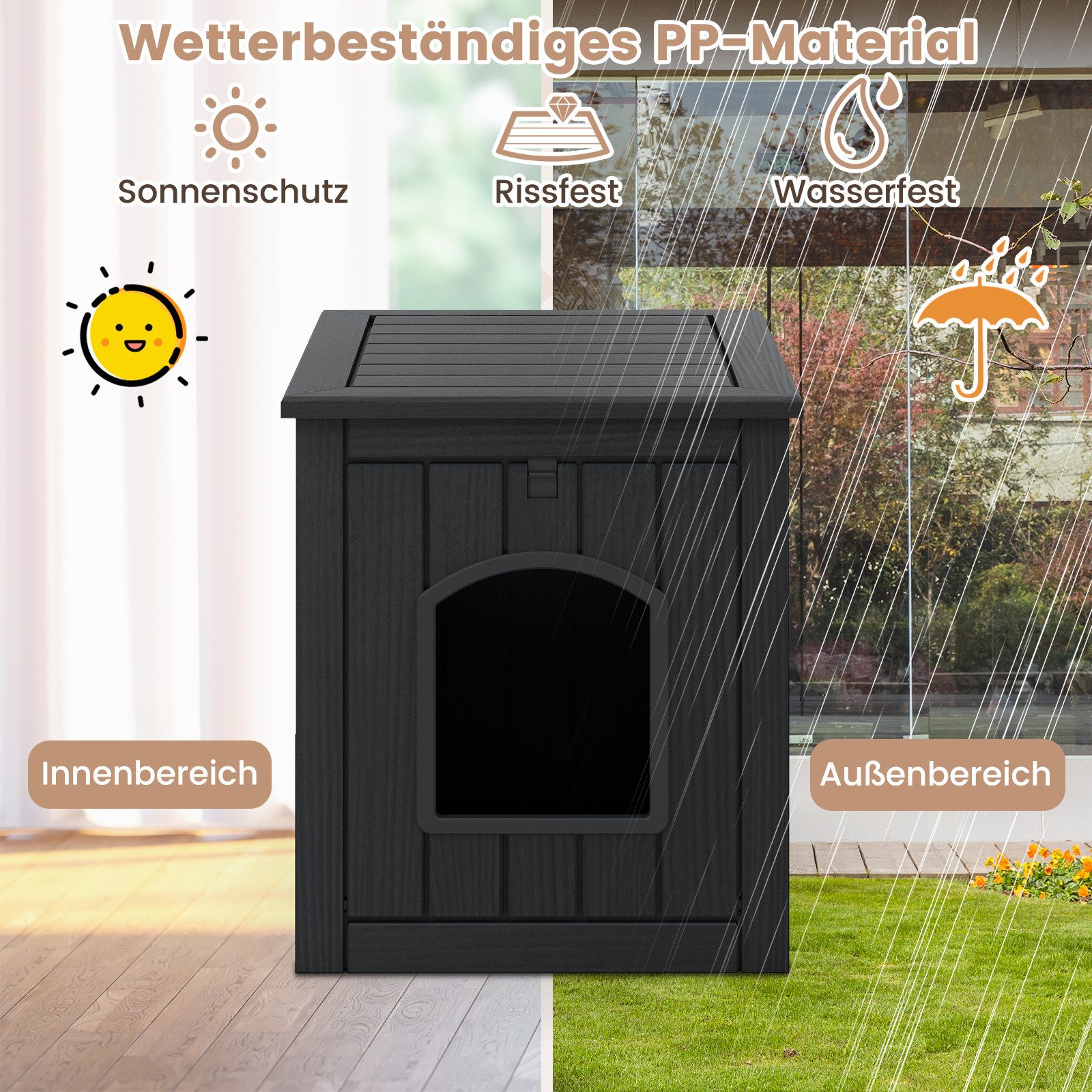 COSTWAY Tierhaus, Katzenhaus, Katzenschrank, Beistelltisch, mit Klapptür
