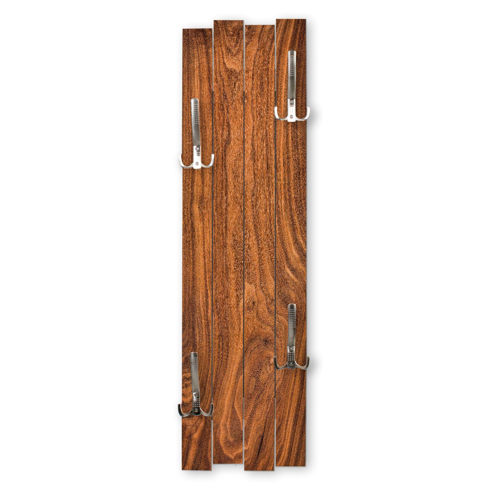 Kreative Feder Wandgarderobe Wand-Garderobe „Holz Rot-Braun“ aus Holz, Shabby-Chic; ca. 100 x 30 cm; mit 4 Haken; außergewöhnlich, modern