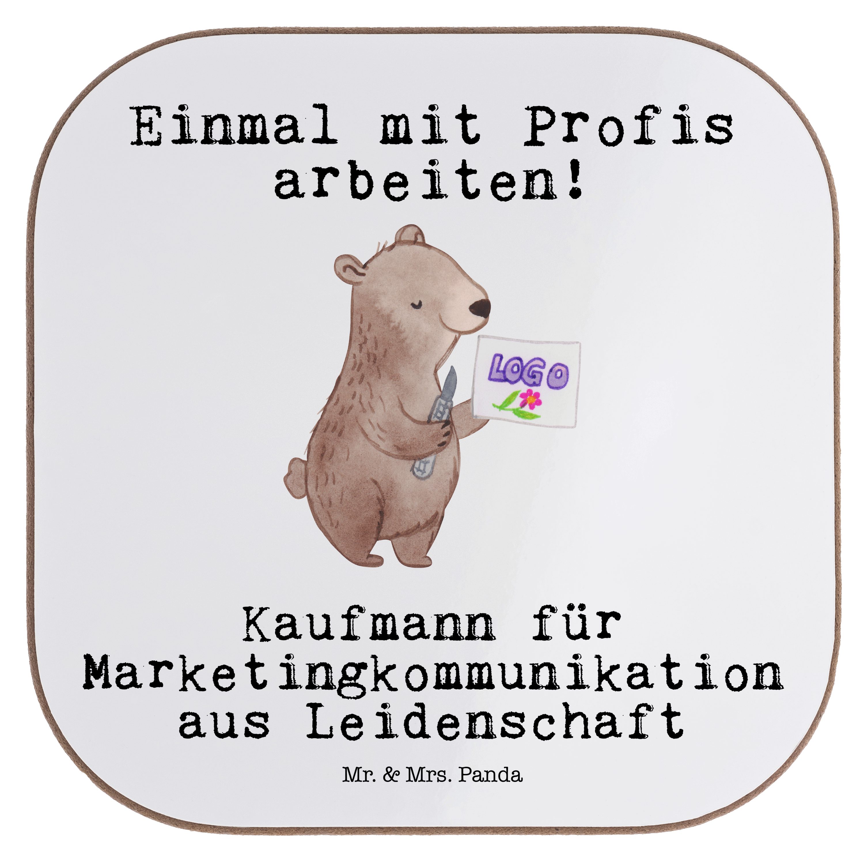 Mr. & Mrs. Panda Getränkeuntersetzer Kaufmann für Marketingkommunikation aus Leidenschaft - Weiß - Geschen, 1-tlg.