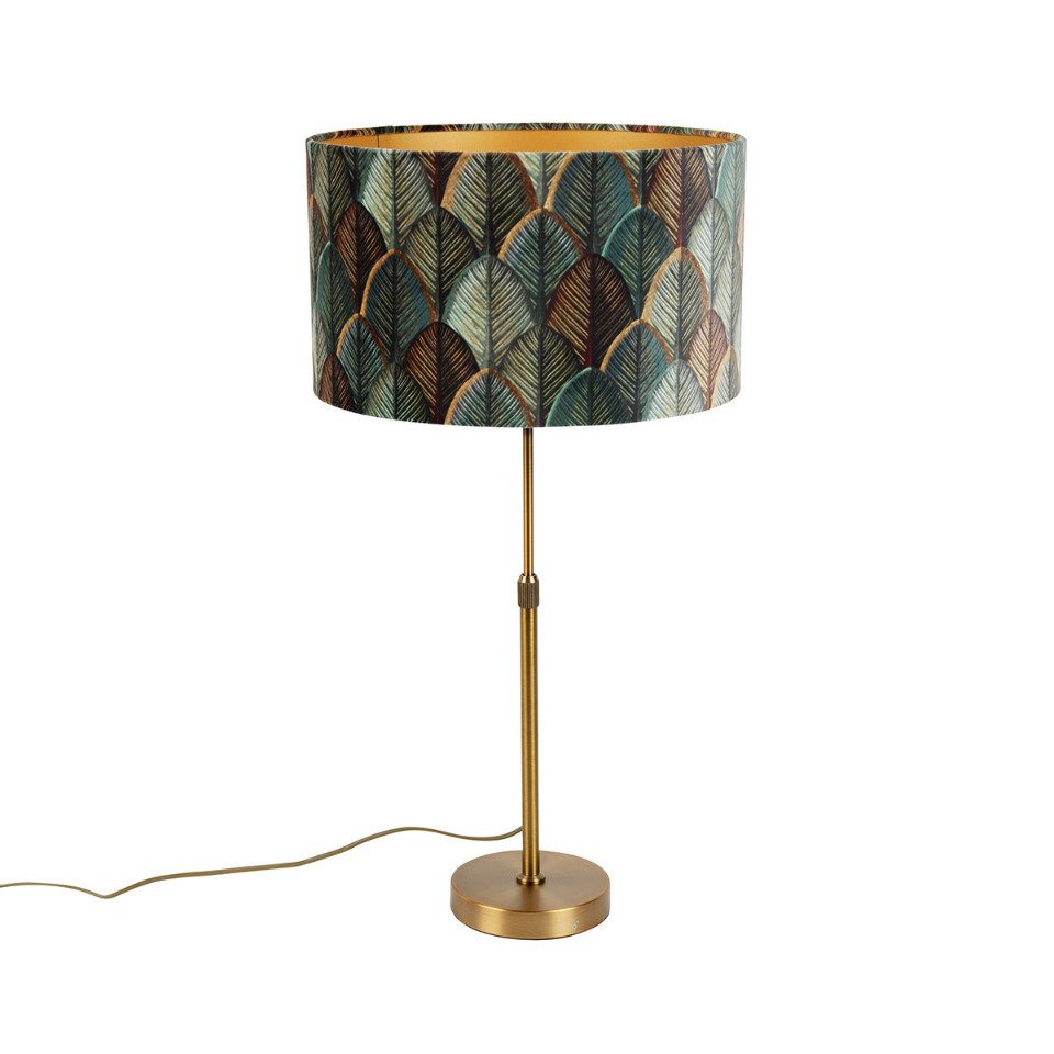 Qazqa Tischleuchte Parte shade, ohne Leuchtmittel, Warmweiß, QAZQA Tisch­leuchte, e27, Grün, Velours, classic-antique