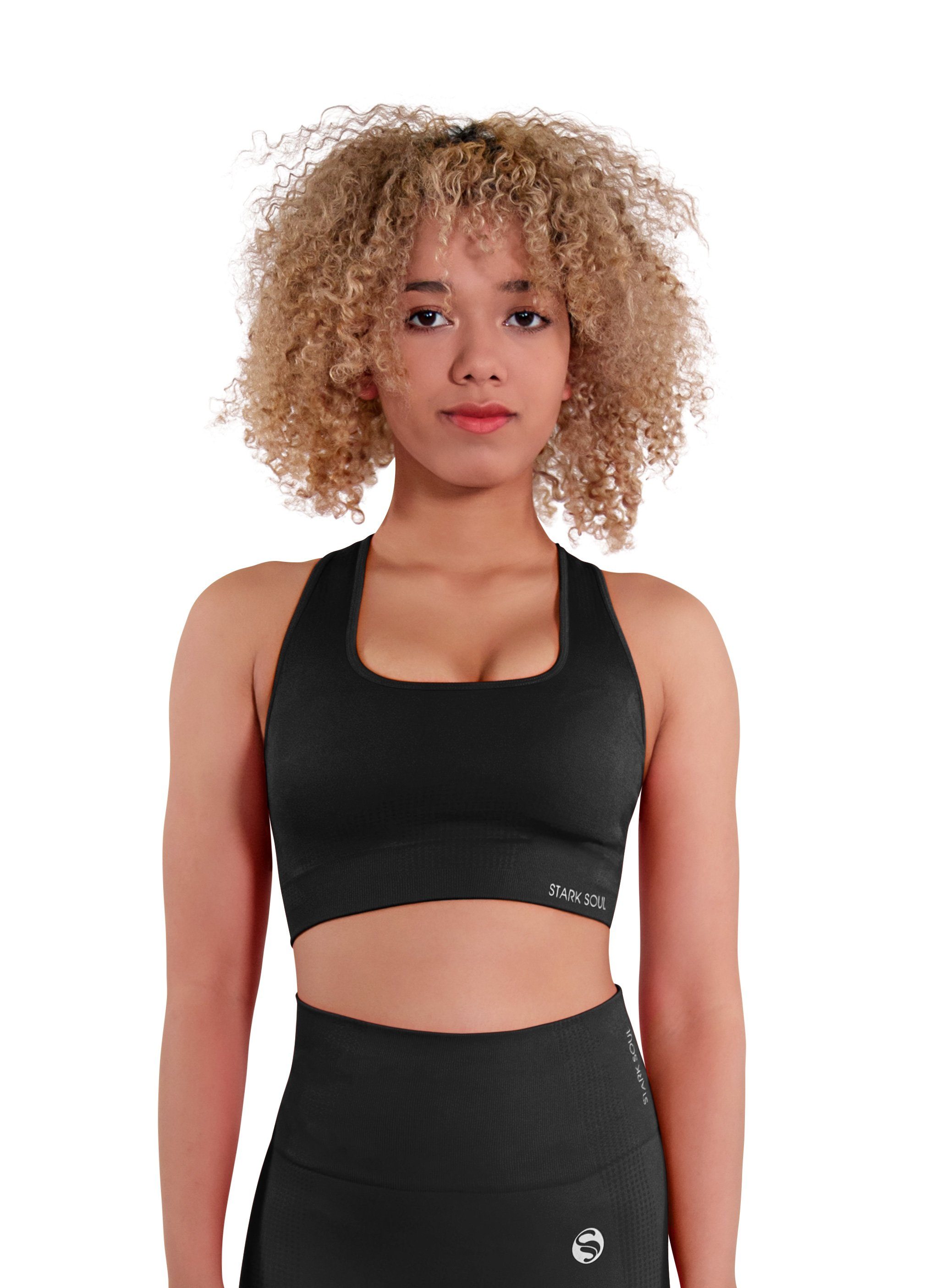 Soul® Sport Schwarz Bra Sporttop "reflect" BH herausnehmbare Stark Sport - Cups Racerback,