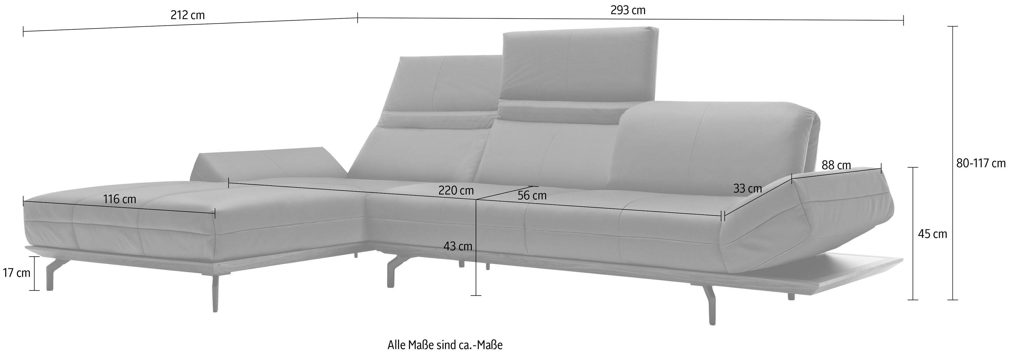 Breite in Nußbaum, 2 293 hülsta in Holzrahmen cm Natur sofa oder hs.420, Qualitäten, Eiche Ecksofa