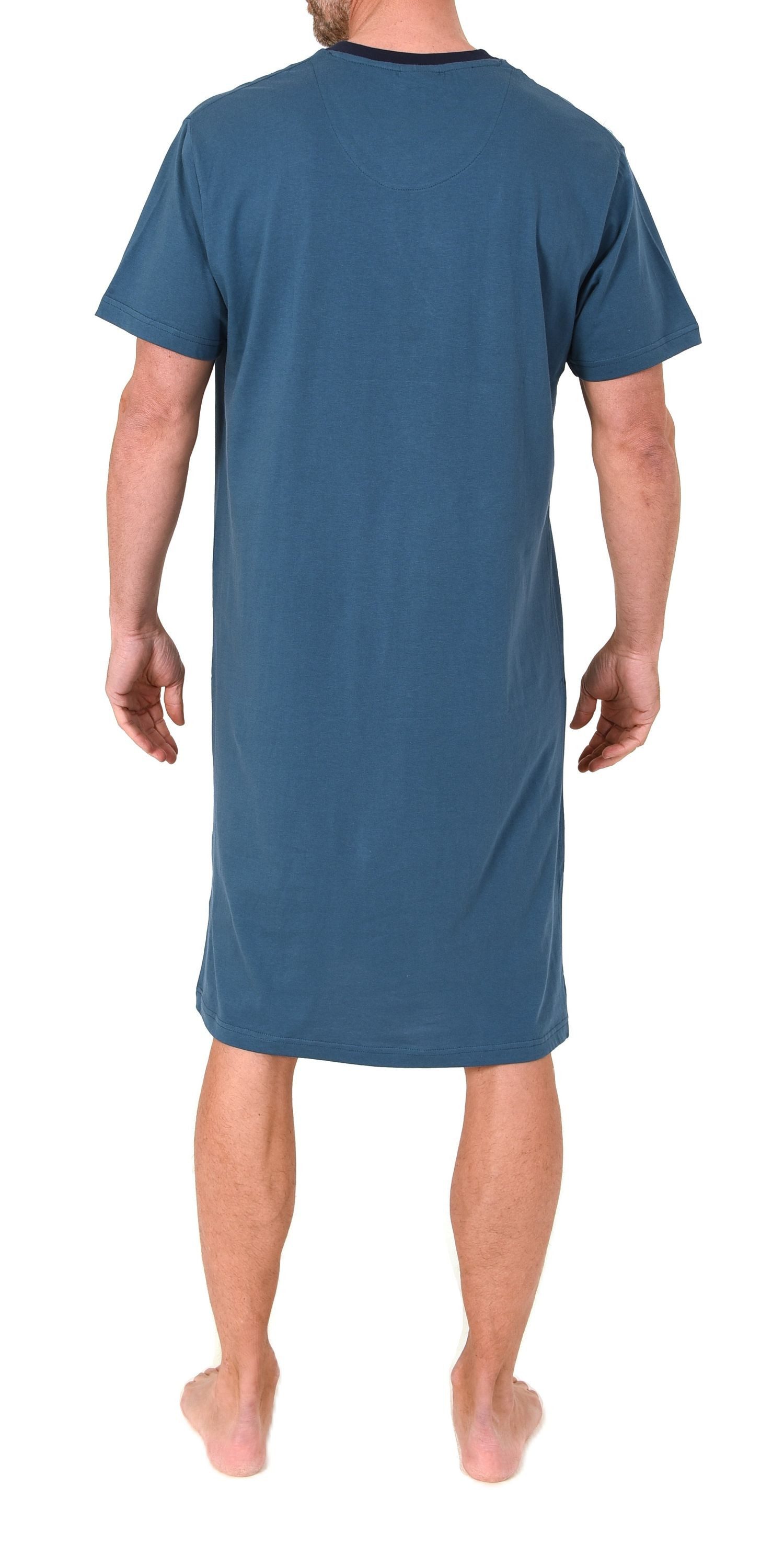 Normann Pyjama Normann Herren kurzarm Nachthemd mit eleganten Frontprint – Bild 4 von 5