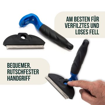 Happilax Fellbürste Hundebürste zur Fellpflege, Entfernen von Unterwolle u. Haaren, (1-tlg), Blau-Schwarz 100 Mm Metall