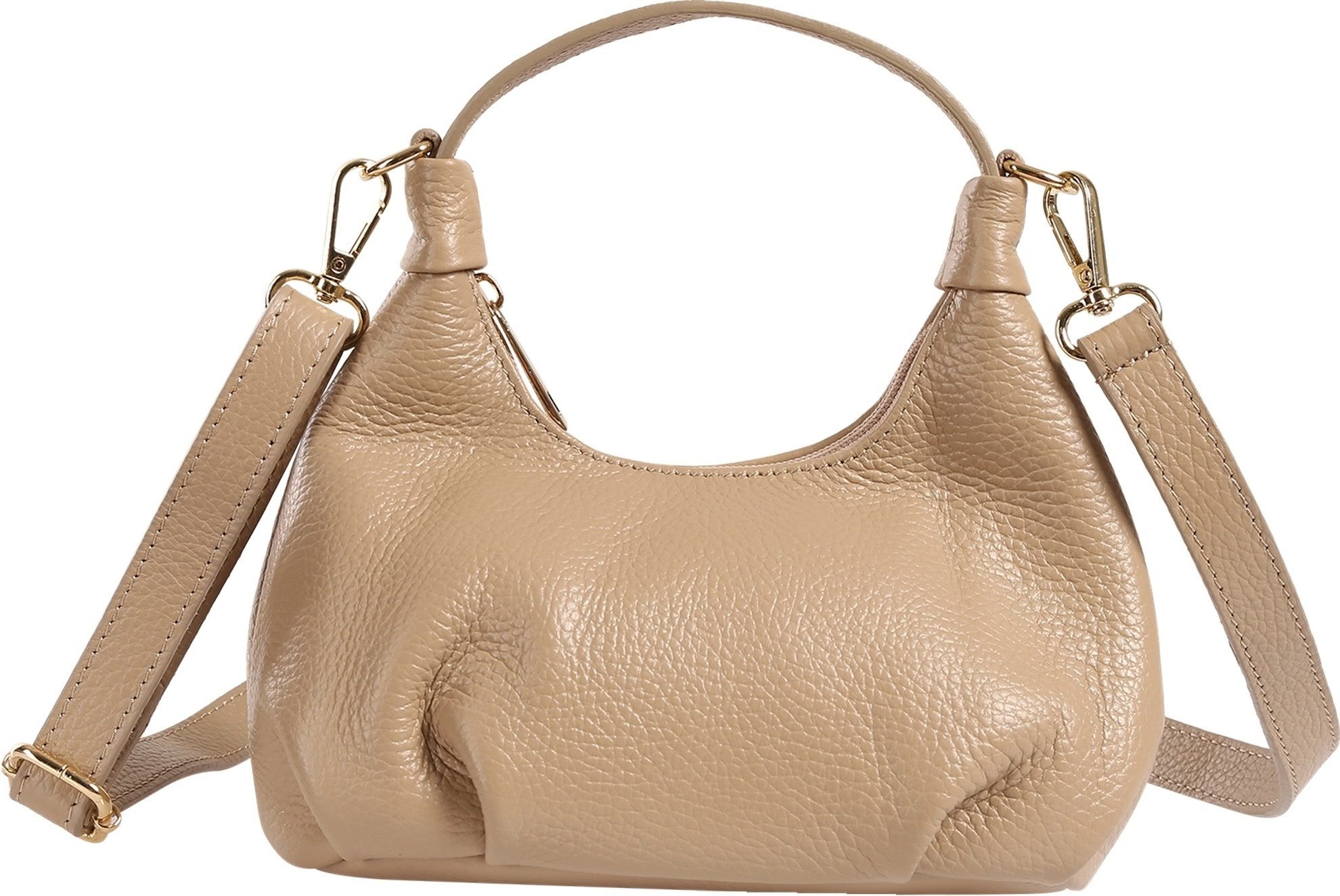 Toscanto Handtasche Toscanto Damen Handtasche Leder Tasche (Handtasche), Damen Leder Handtasche, beige, taupe ca. 22cm